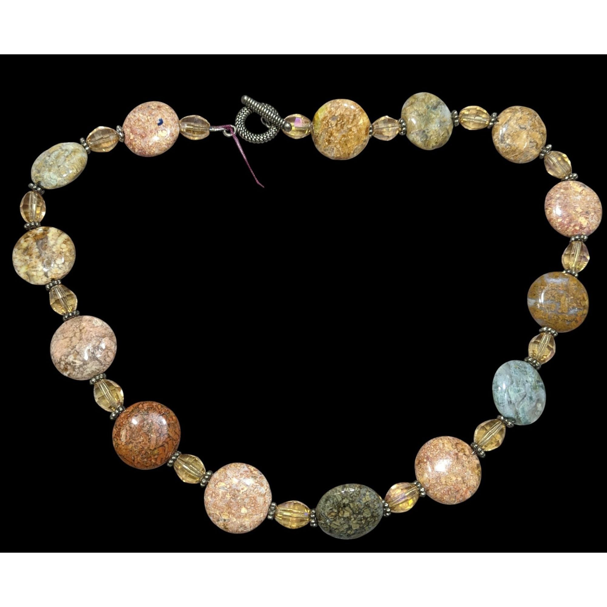 Other Natural Stone & Glass Beaded Necklace With Toggle Clasp Size ONE SIZE - 1 Thumbnail
