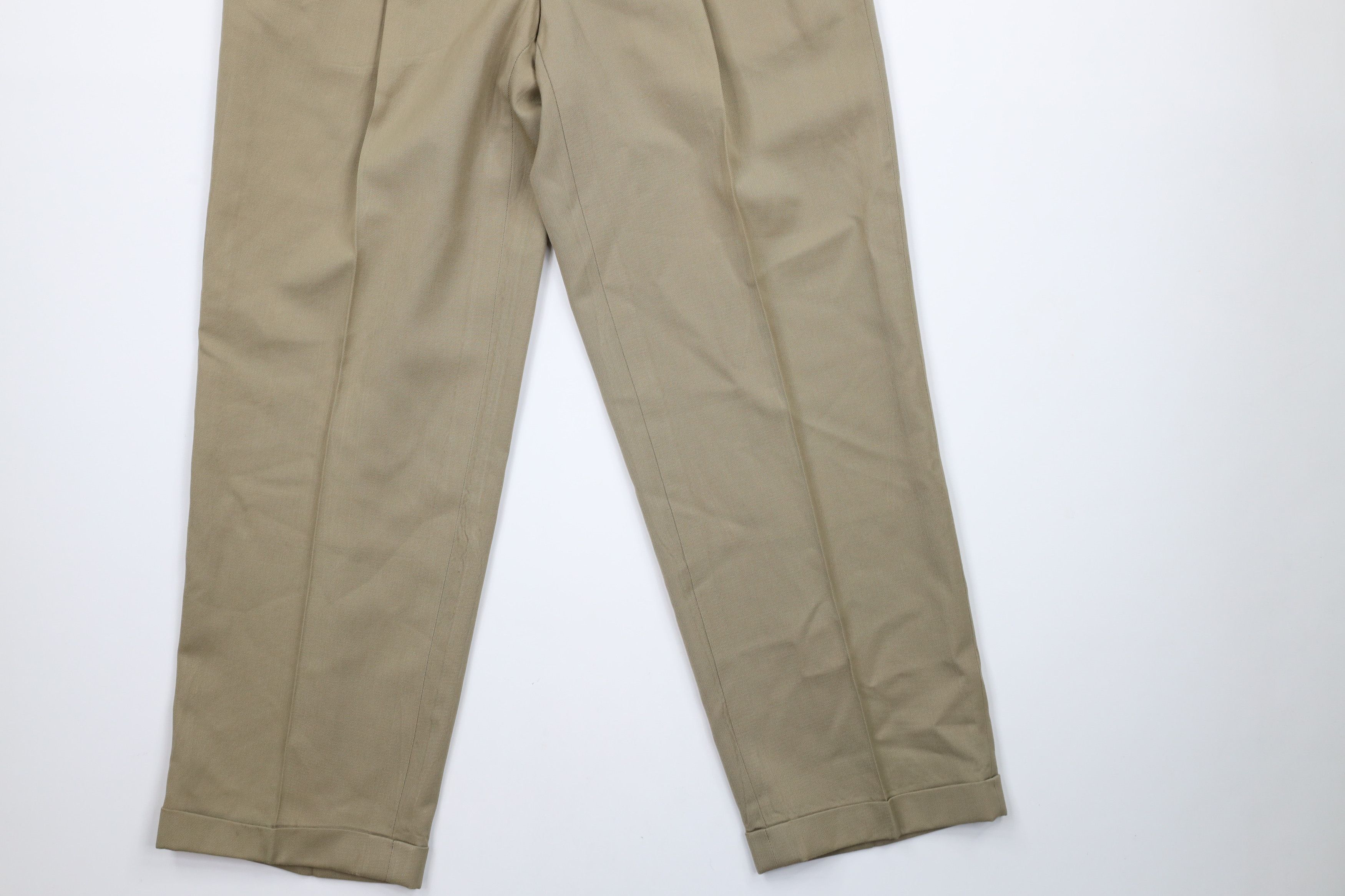 Givenchy × Vintage Vintage 90s Givenchy Cuffed Wool Chino Pants Trousers Beige Size US 32 / EU 48 - 4 Thumbnail