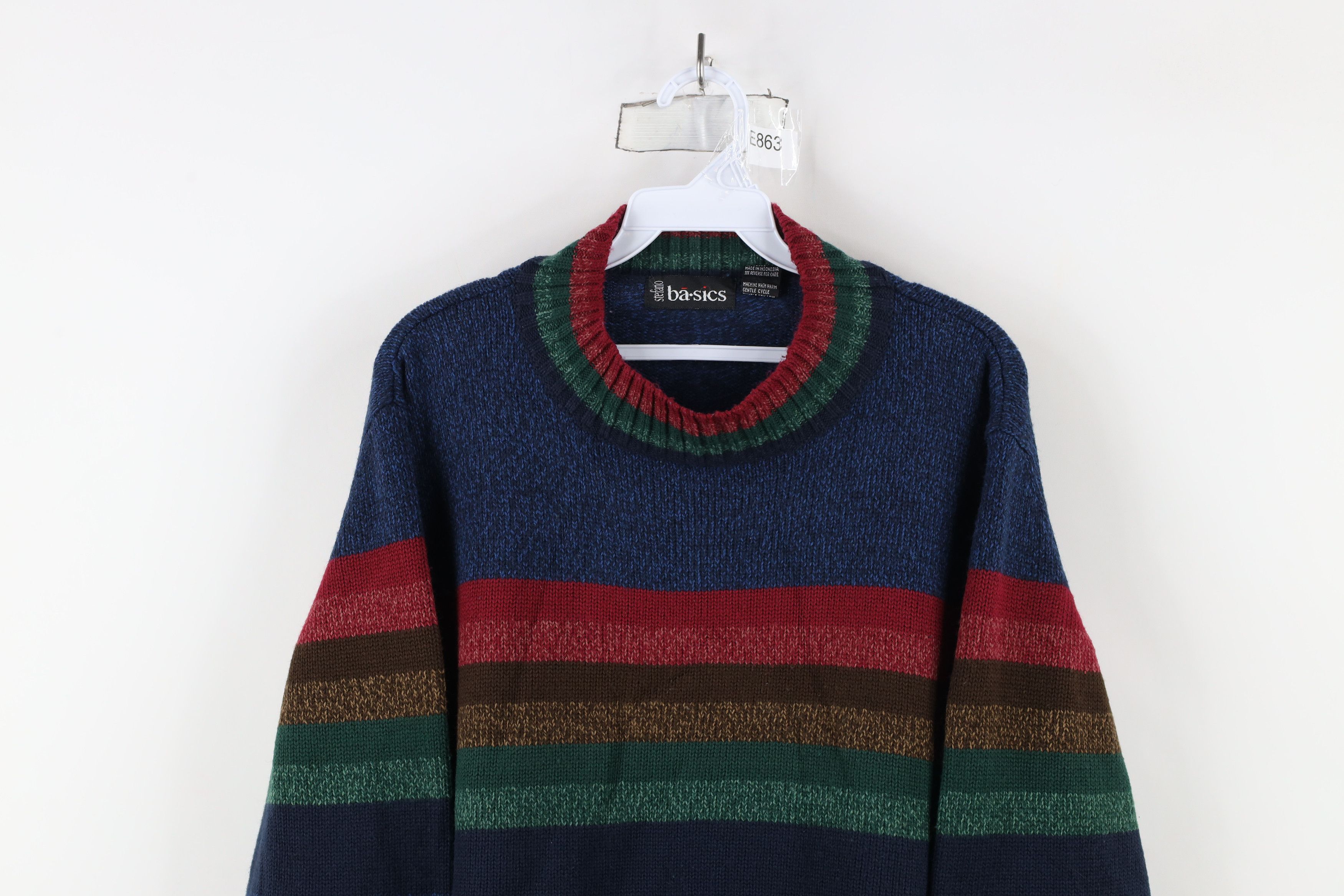 Vintage Vintage 90s Streetwear Rainbow Striped Mock Neck Sweater Size 3XL / US 20-22 - 2 Thumbnail