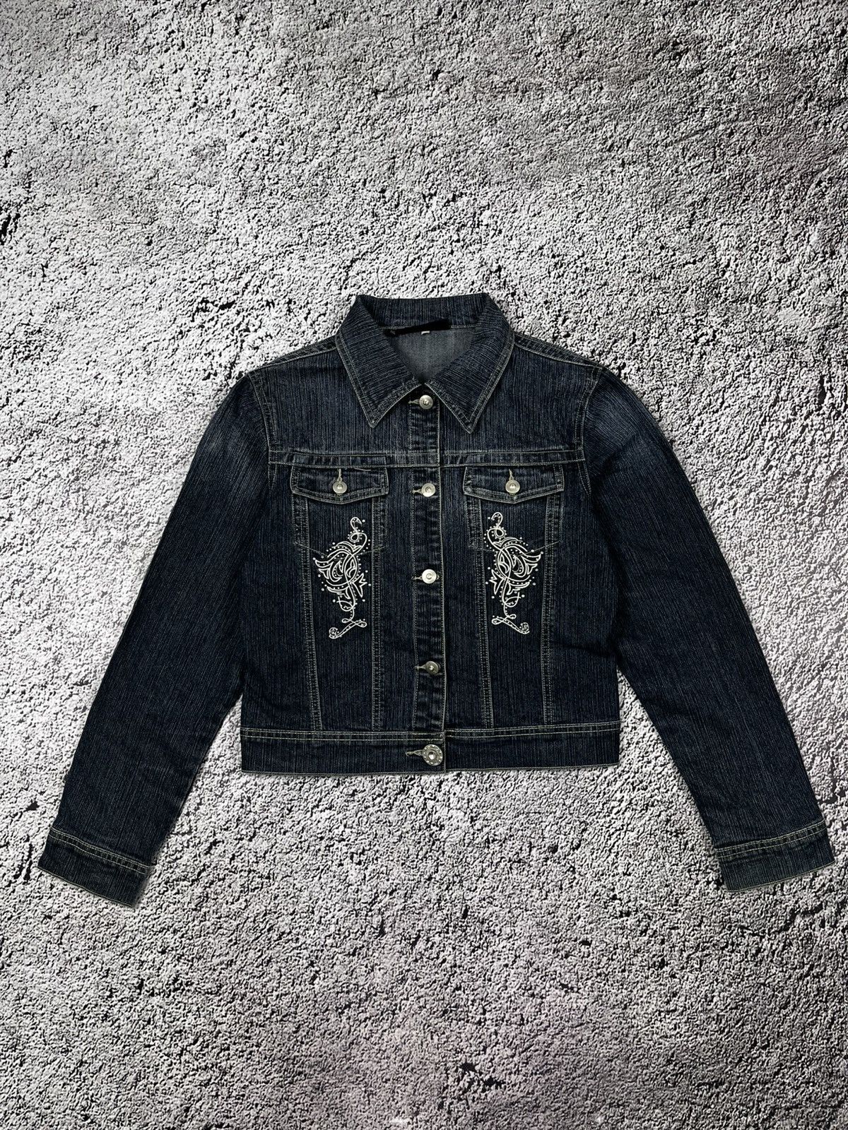 Vintage Vintage Y2K rhinestones denim jacket Japanese grunge style Size M / US 6-8 / IT 42-44 - 1 Thumbnail