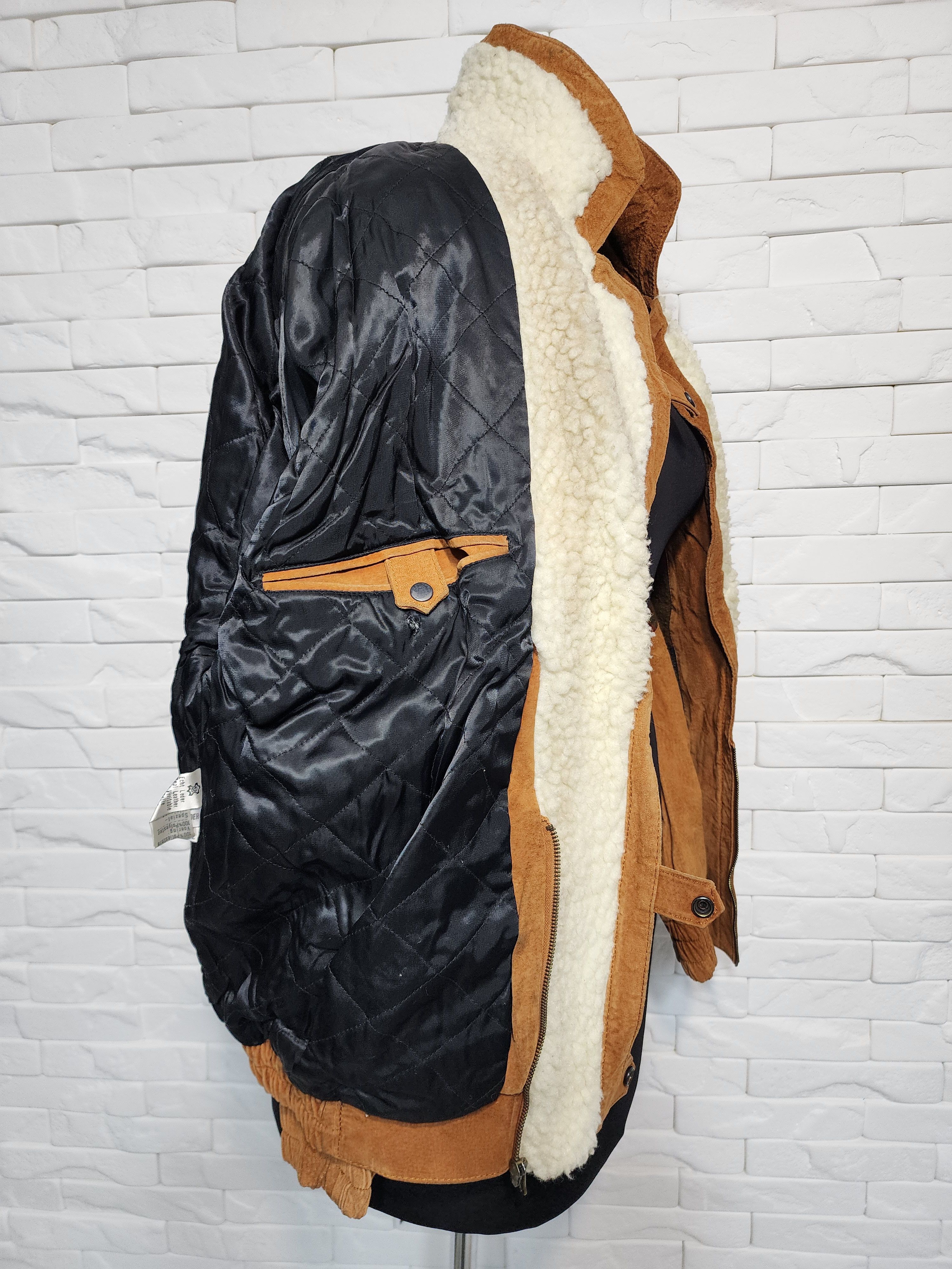 Genuine Leather Men's Brown Suede Bomber Jacket: Zippered Vintage Style Size US L / EU 52-54 / 3 - 10 Thumbnail