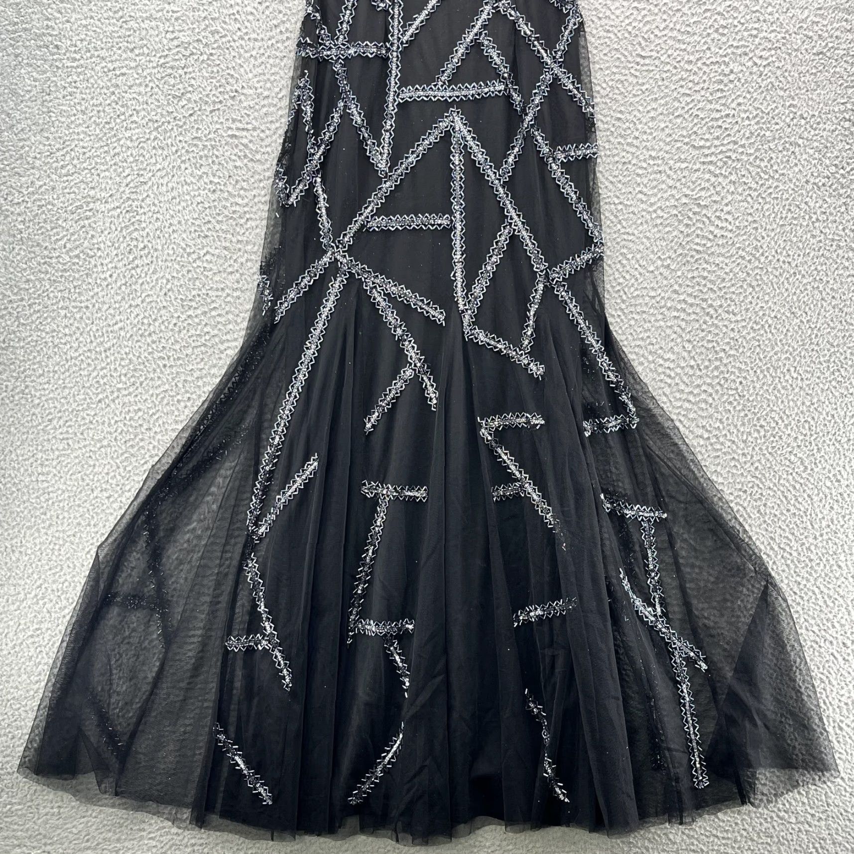 Adrianna Papell Adrianna Papell Mermaid Dress Women Black Short Sleeve V-Neck Beaded Embroidered Rhinestone Sequin Gown Party Formal Wedding 0 M Size M / US 6-8 / IT 42-44 - 3 Thumbnail