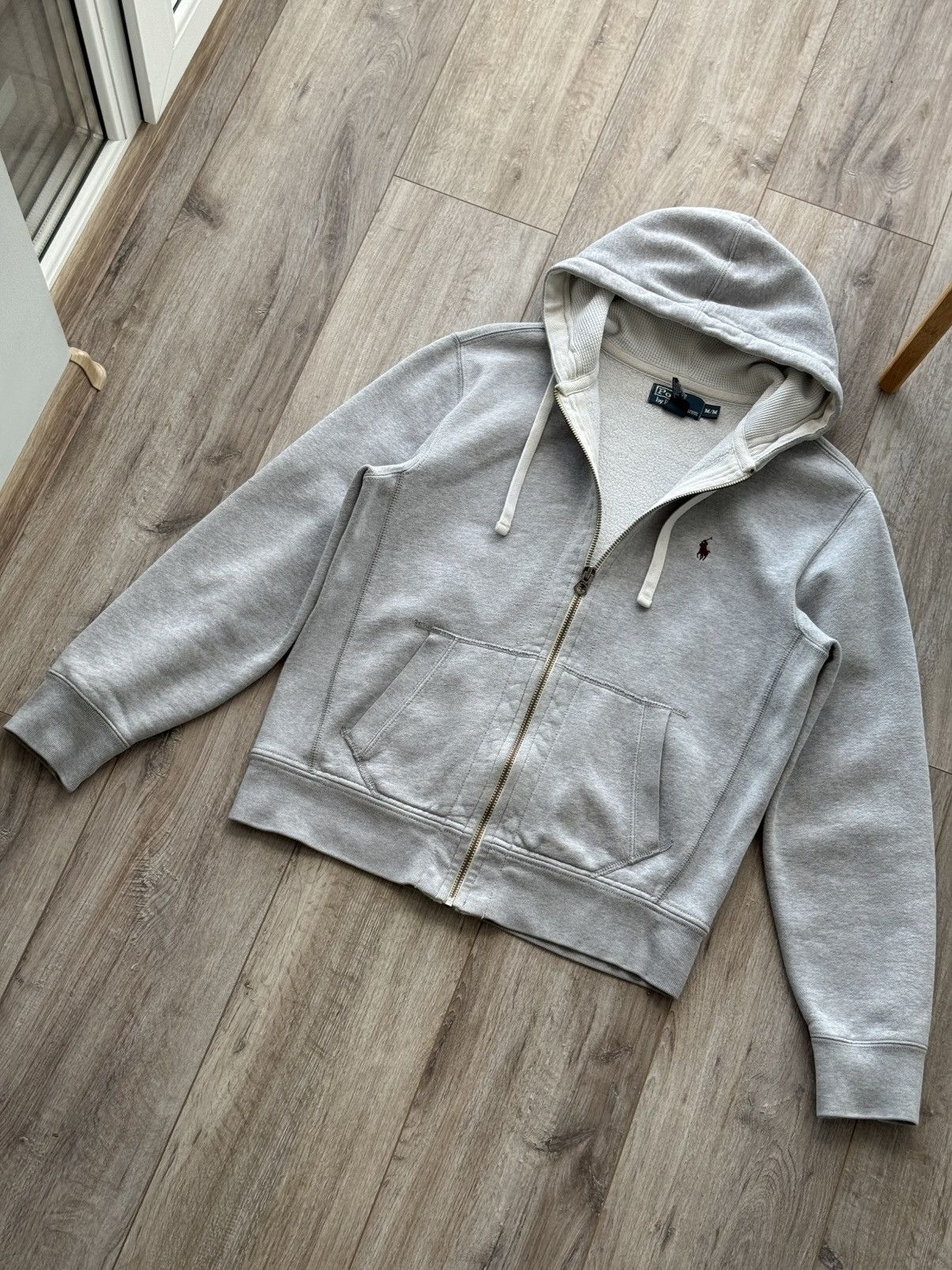 Vintage Polo Ralph Lauren Zip Up Hoodie White Mini Pony Y2K