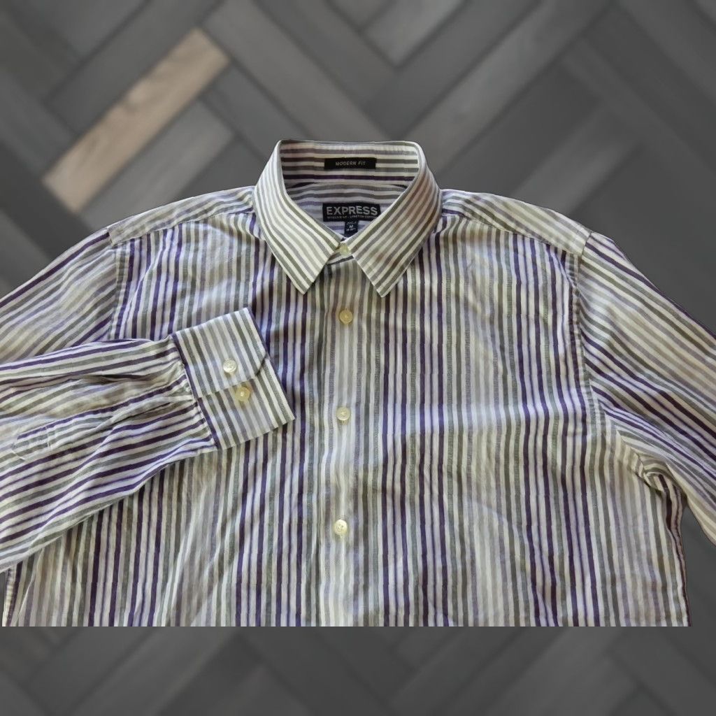 Express 1MX Express Men's Green Button-Up Dress Shirt | Grailed