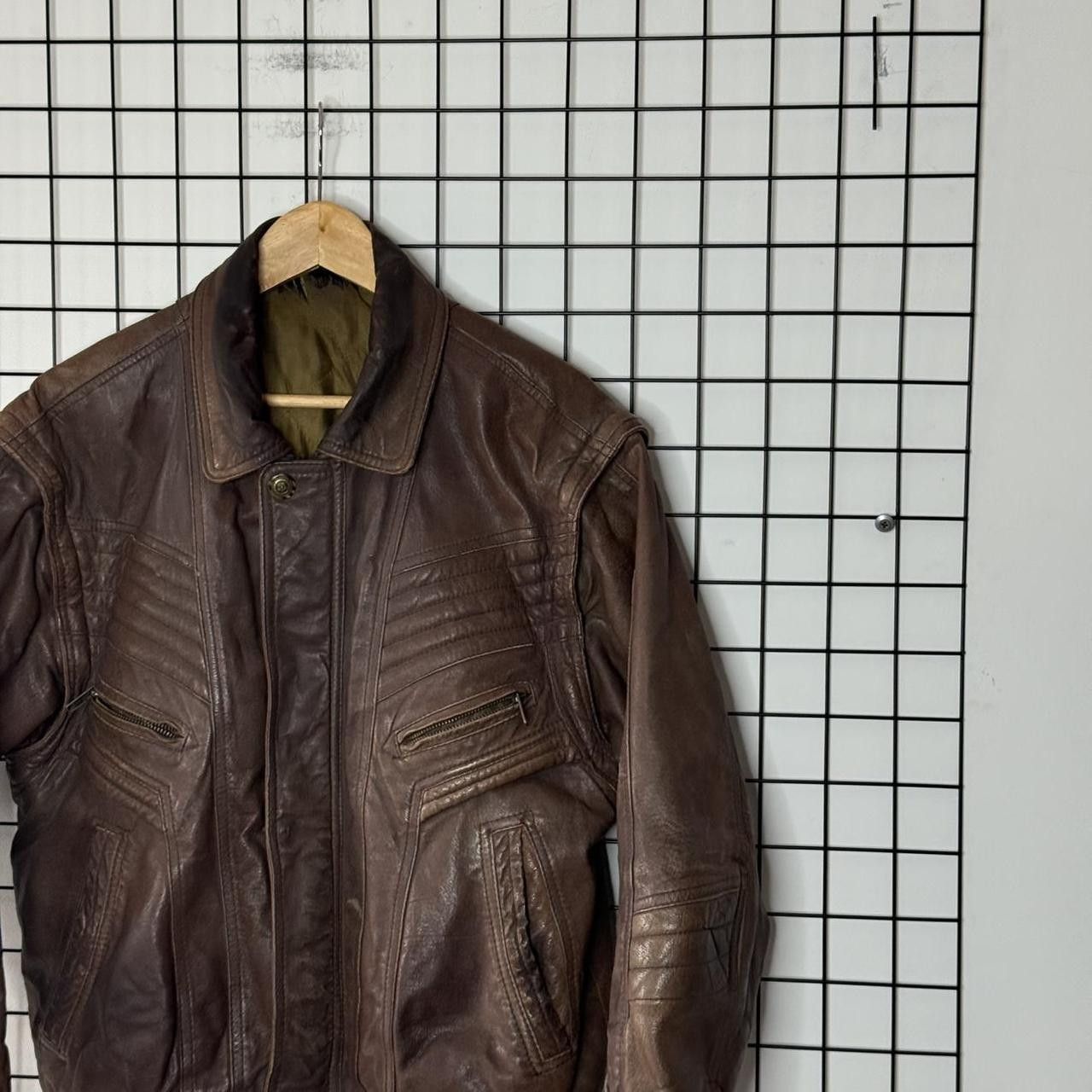 Vintage Vintage 90s Real Leather Jacket Brown Cropped Boxy Size US L / EU 52-54 / 3 - 5 Thumbnail