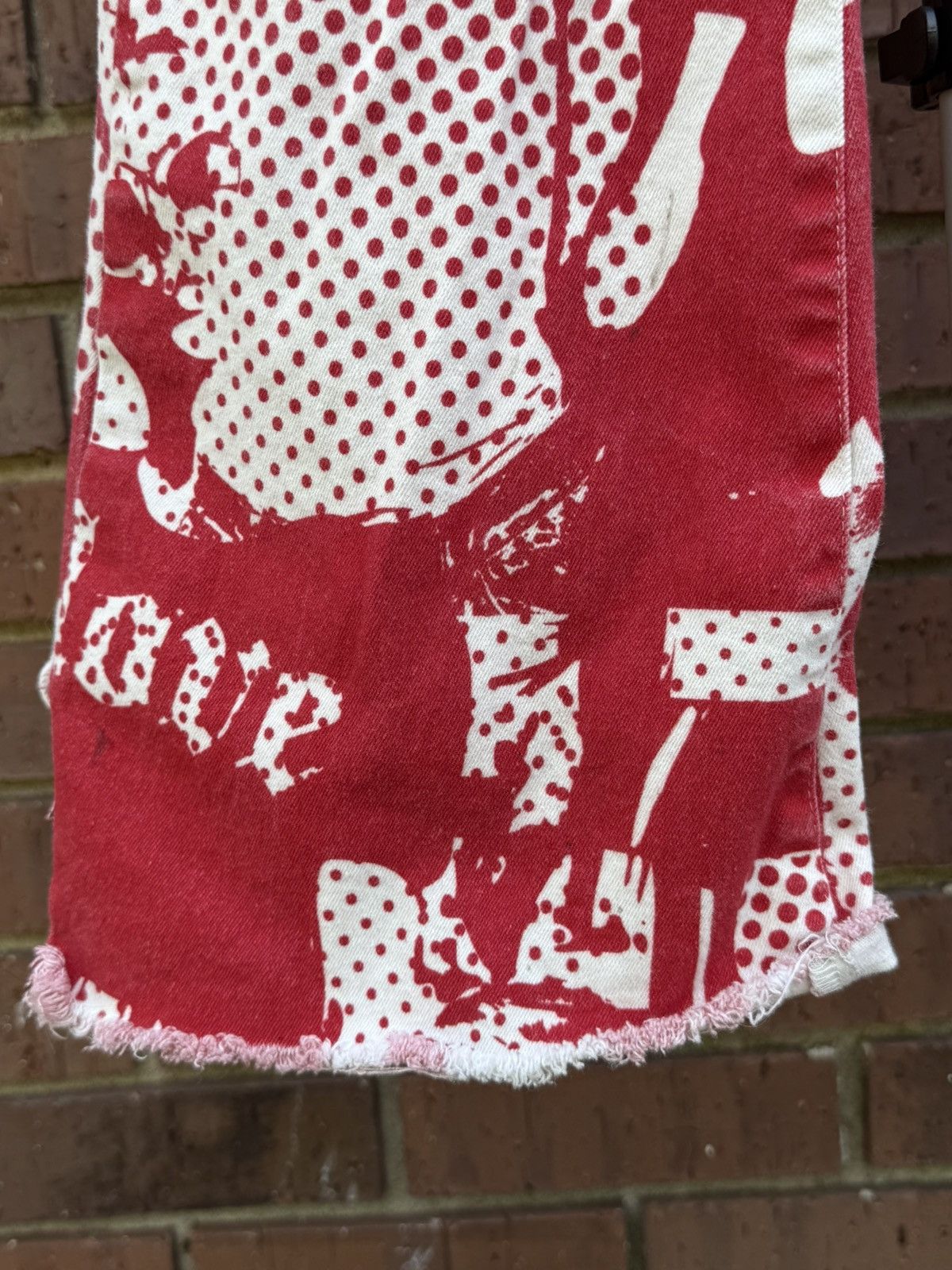 Other Edikted Andy Print Red White Face Novelty Print Flare Jeans Size 22" - 5 Thumbnail