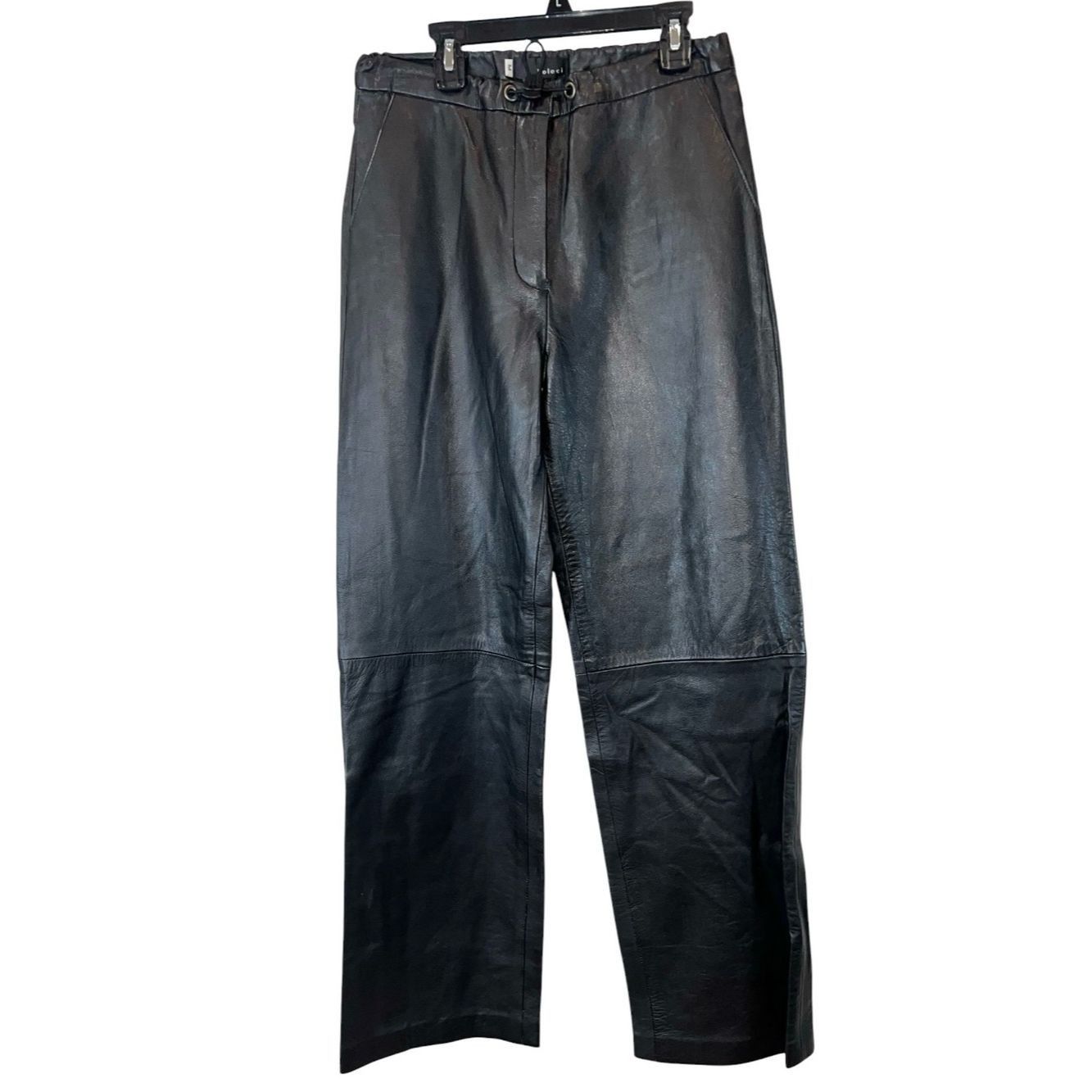 Other Poleci Black Leather Pants Sample Piece High Rise Wide Leg Size 27" / US 4 / IT 40 - 1 Thumbnail