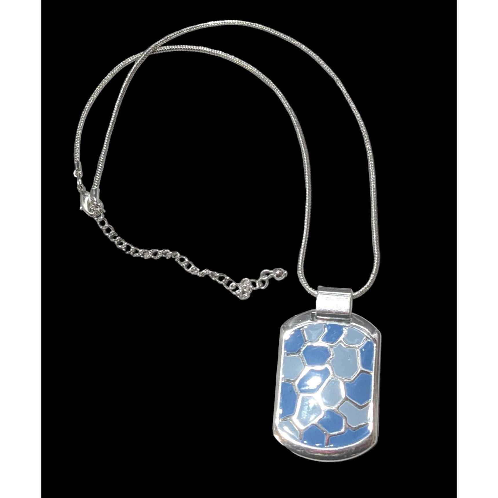 Other Abstract Blue And Silver Enamel Pendant Necklace Size ONE SIZE - 1 Thumbnail