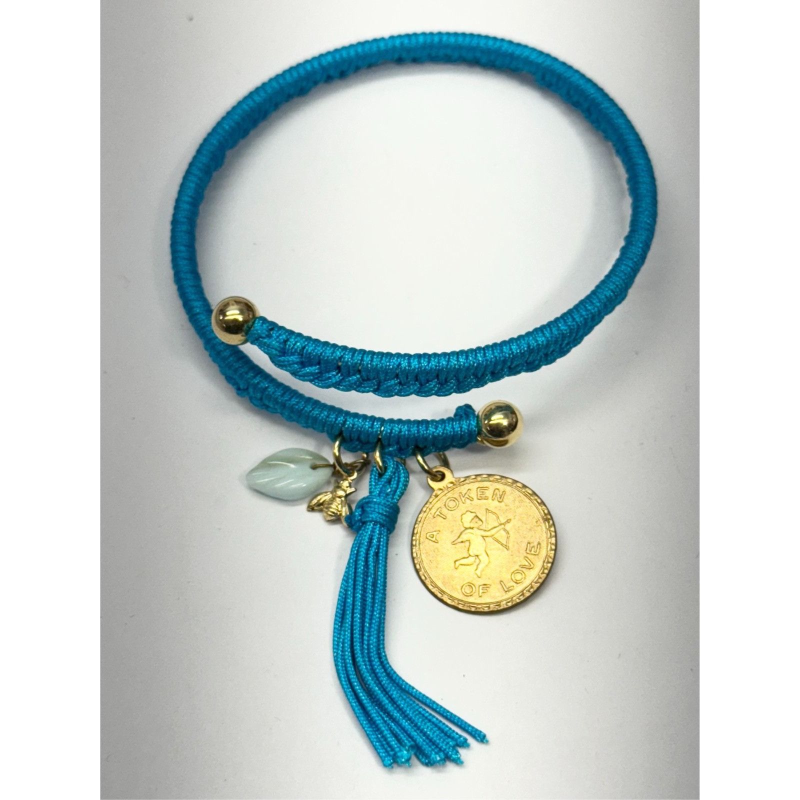 Vintage Vintage blue token of love Cupid glass leaf charm tassel bra Size ONE SIZE - 2 Thumbnail