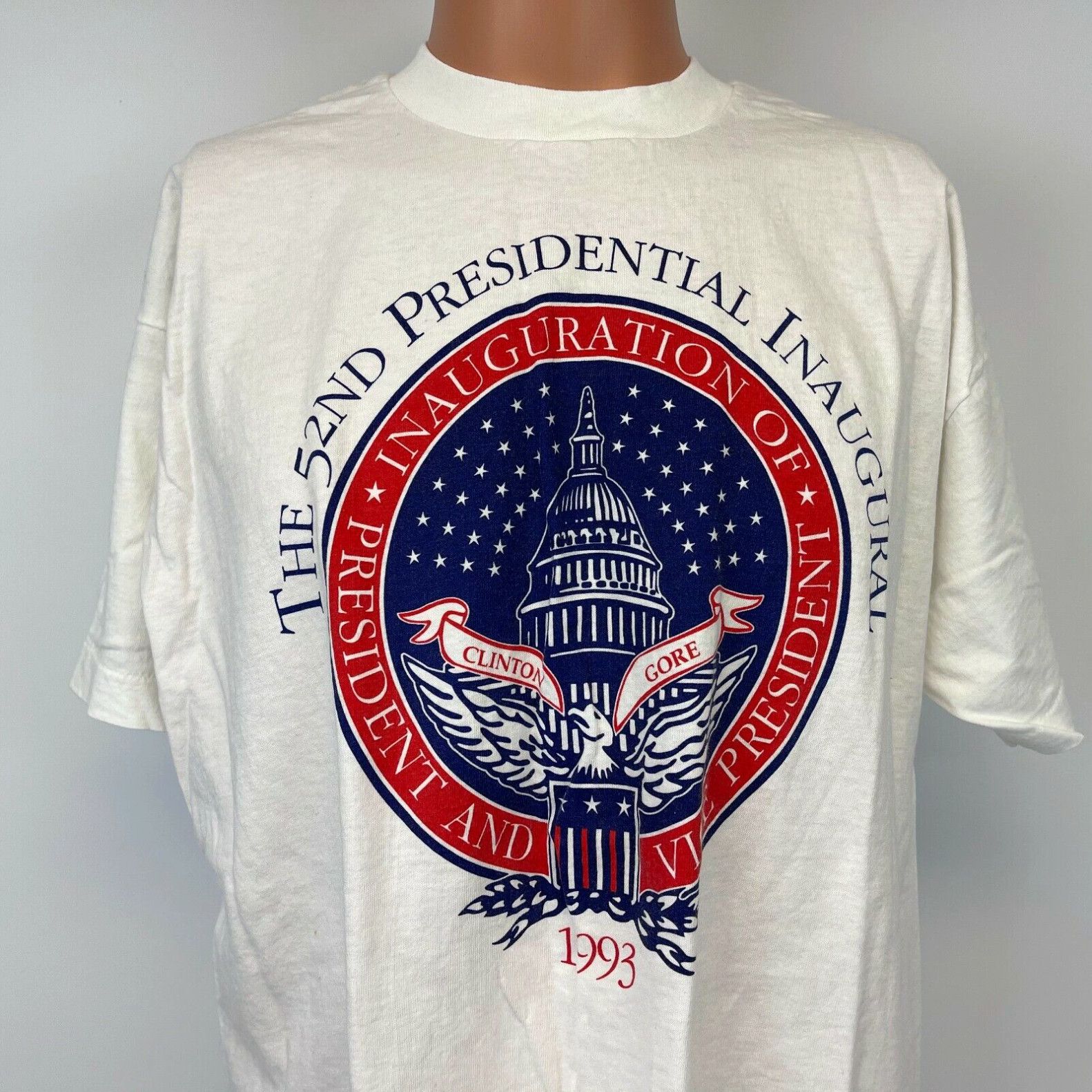 image of Fruit Of The Loom Bill Clinton 1993 Presidential Inauguration T Shirt VTG 90's Al Gore Made Usa XL 