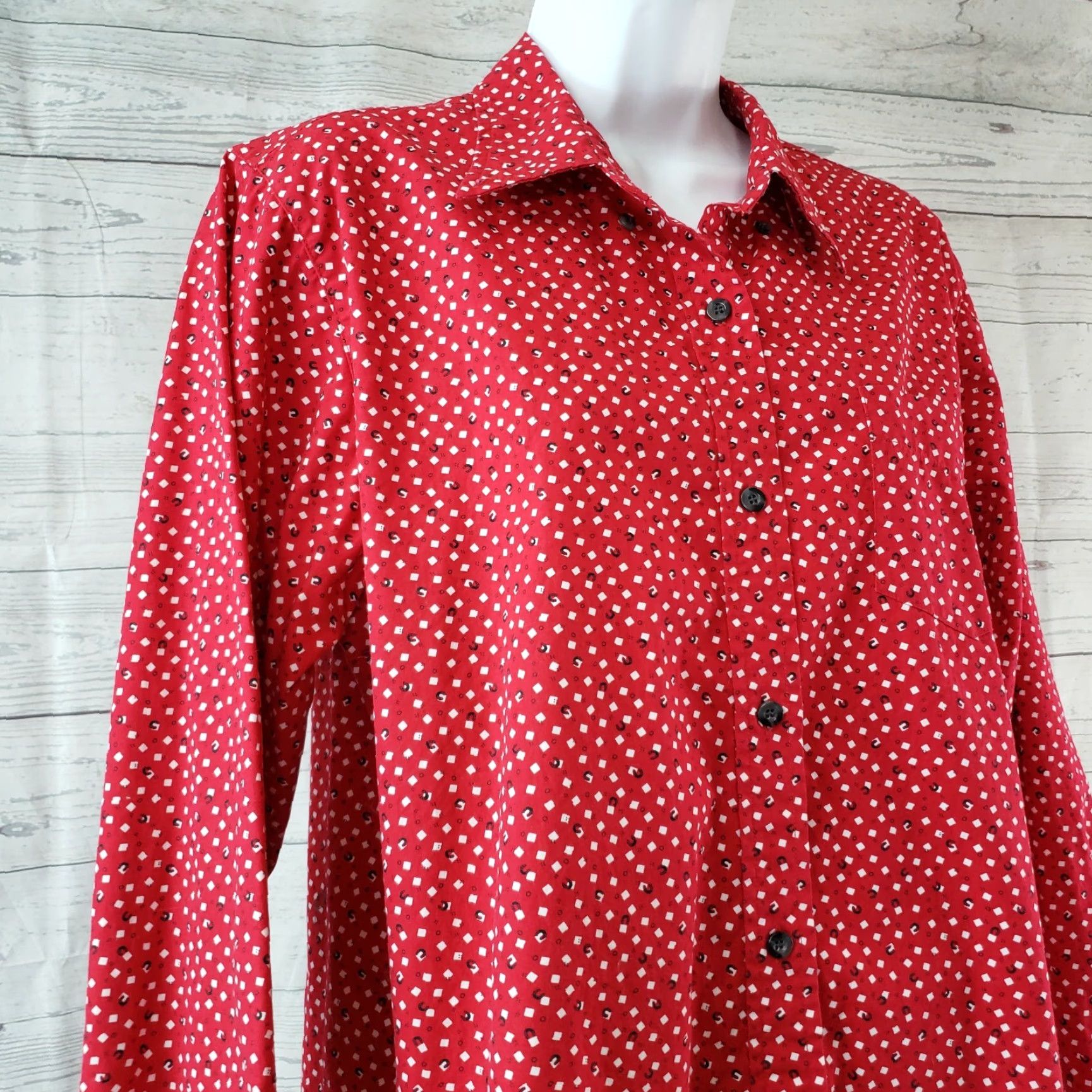 Roper Roper Five Star Button Up Shirt Red White Horseshoe Print Womens Large Cotton Shirt Size L / US 10 / IT 46 - 2 Thumbnail