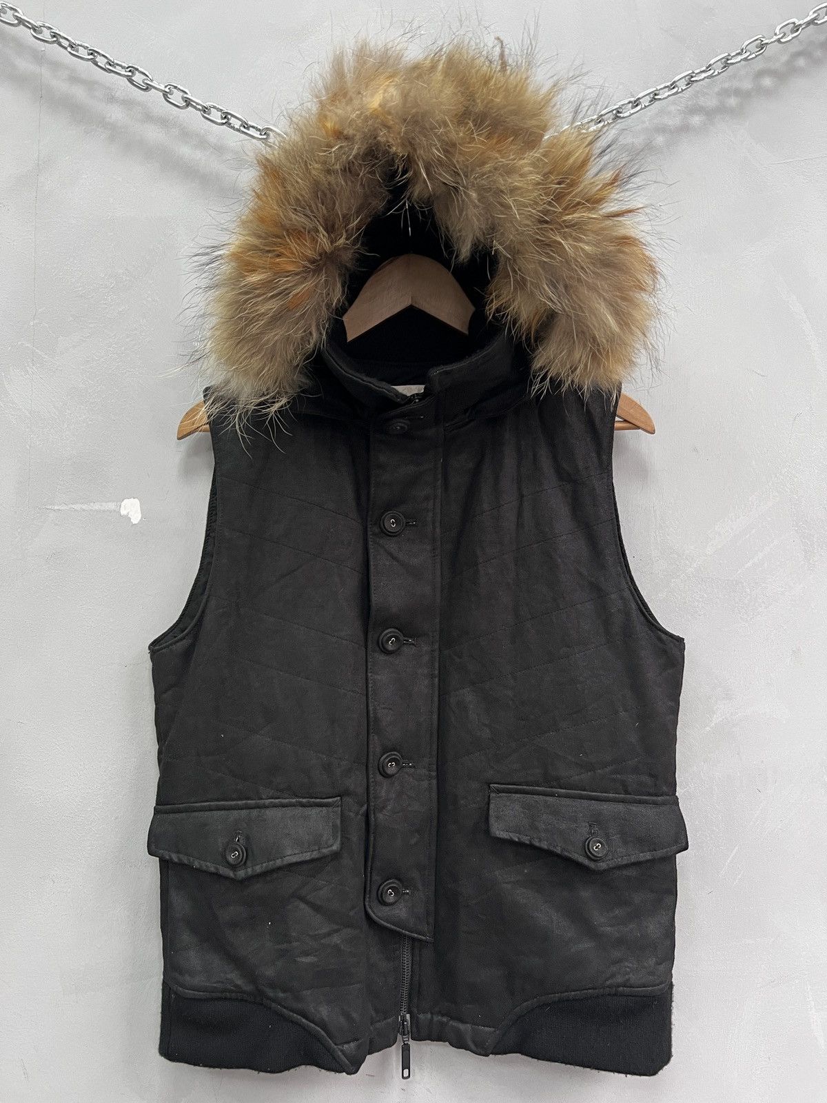 Le Grande Bleu (L.G.B.) Black real fur hood japanese jacket vest rick owens style Size US M / EU 48-50 / 2 - 1 Thumbnail