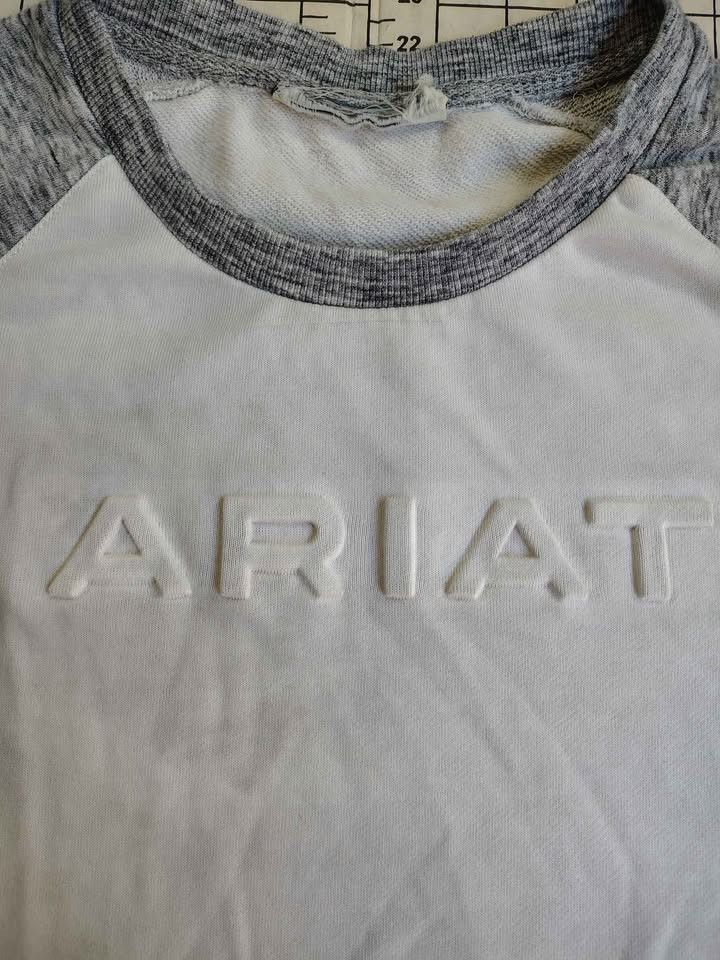 Ariat Women's Long Sleeve Ariat White & Gray Raglan Shirt Size L / US 10 / IT 46 - 3 Thumbnail