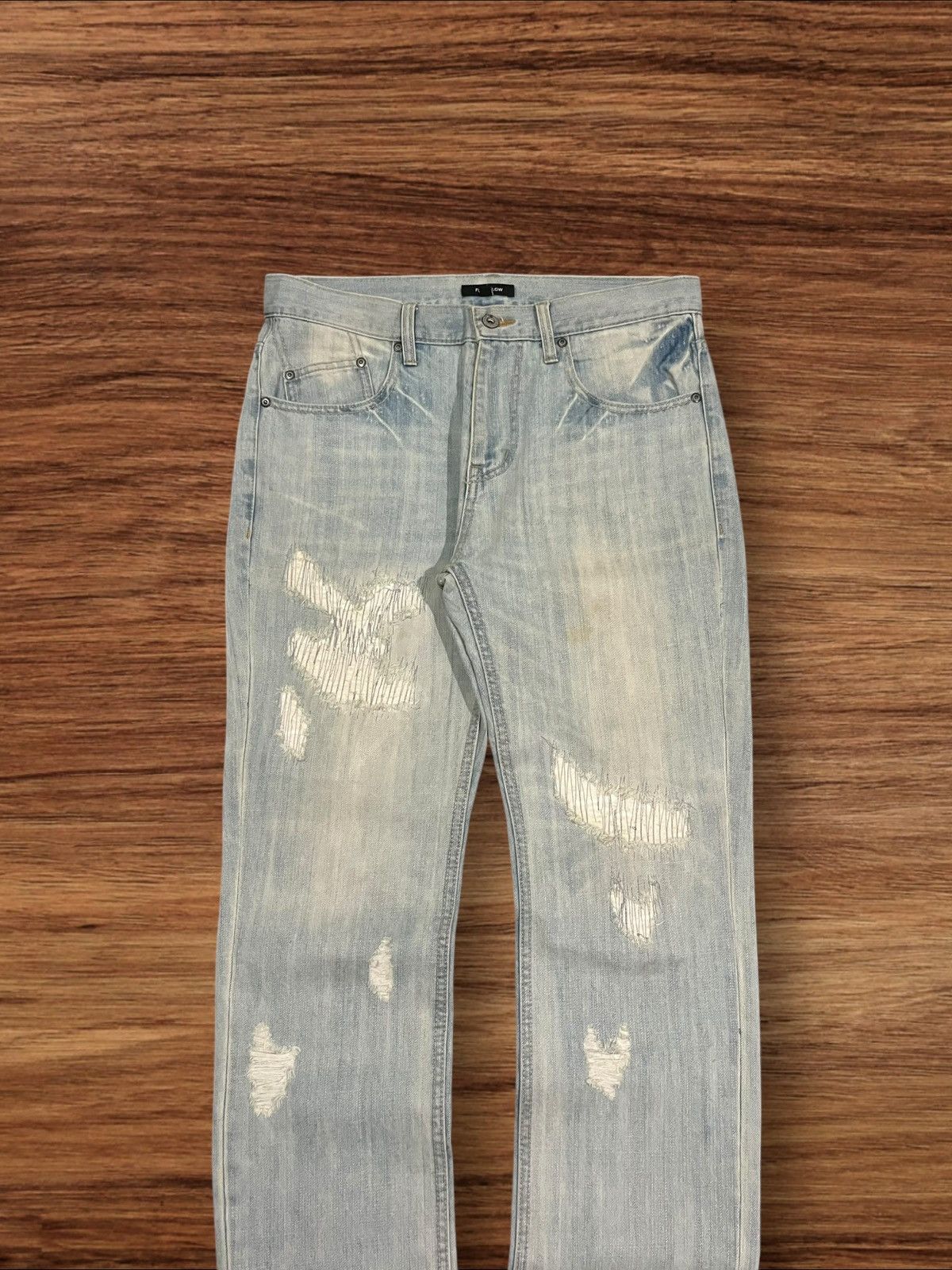 Japanese Brand Vintage Japanese Brand Distressed Sashiko Style Blue Jeans Size US 32 / EU 48 - 3 Thumbnail
