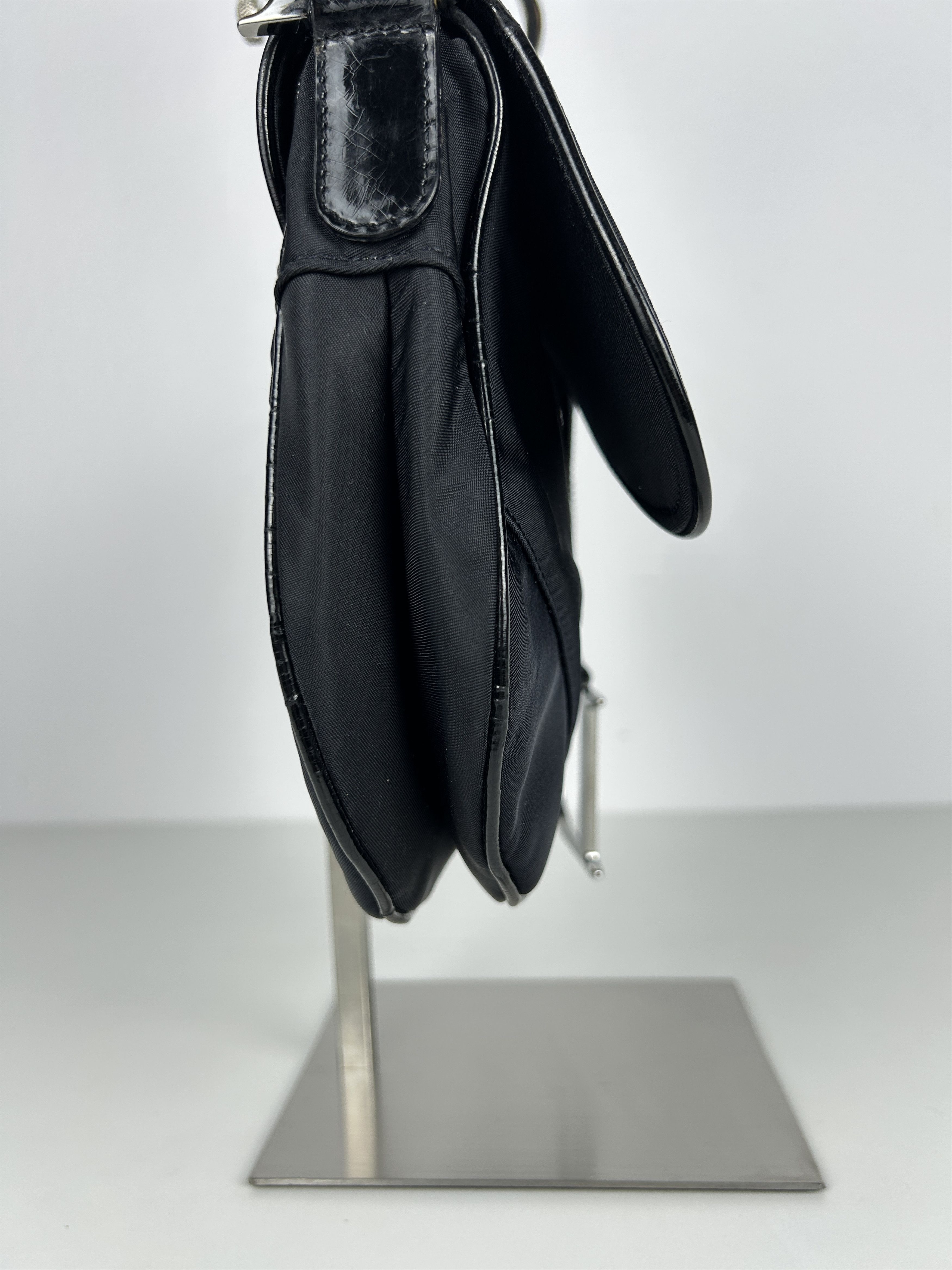 Dior 2001 Dior black satin and patent leather saddle bag Size ONE SIZE - 13 Thumbnail