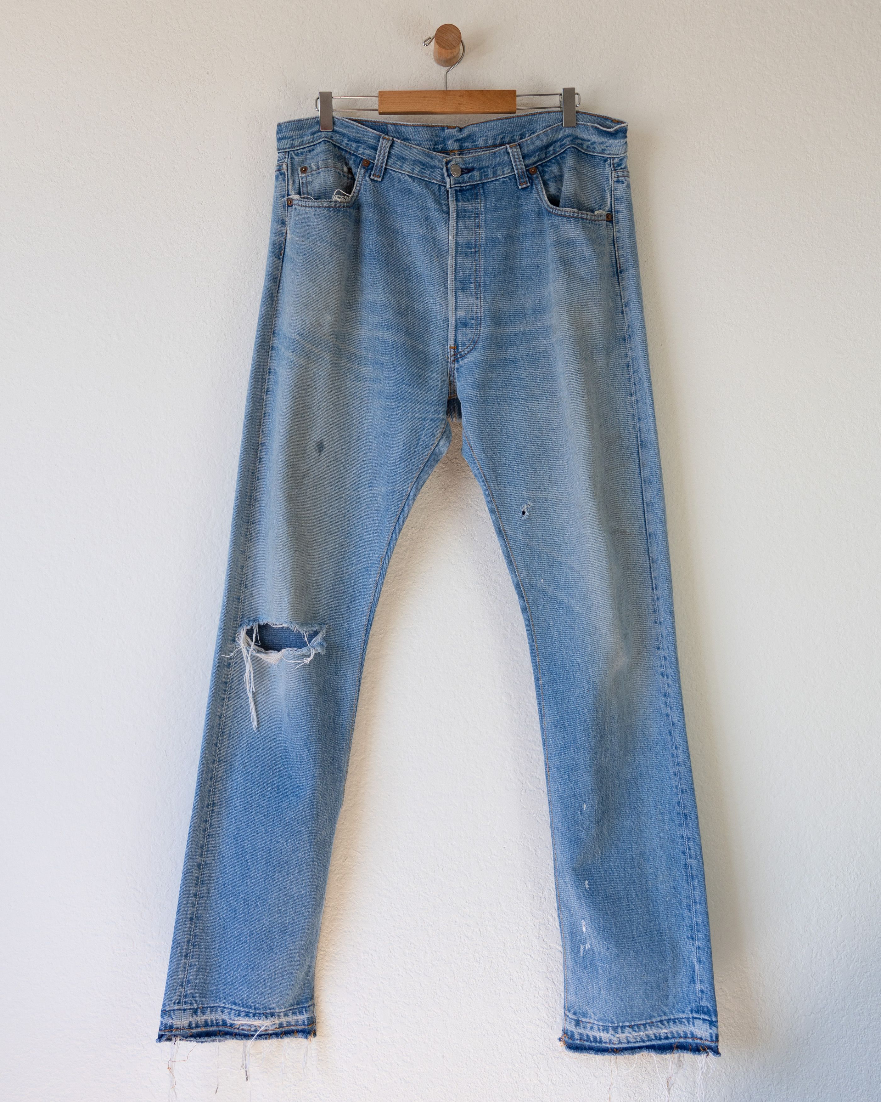 image of 90's Levis 501 Released Hem Distressed Denim Jeans in Blue, Men's (Size 38)