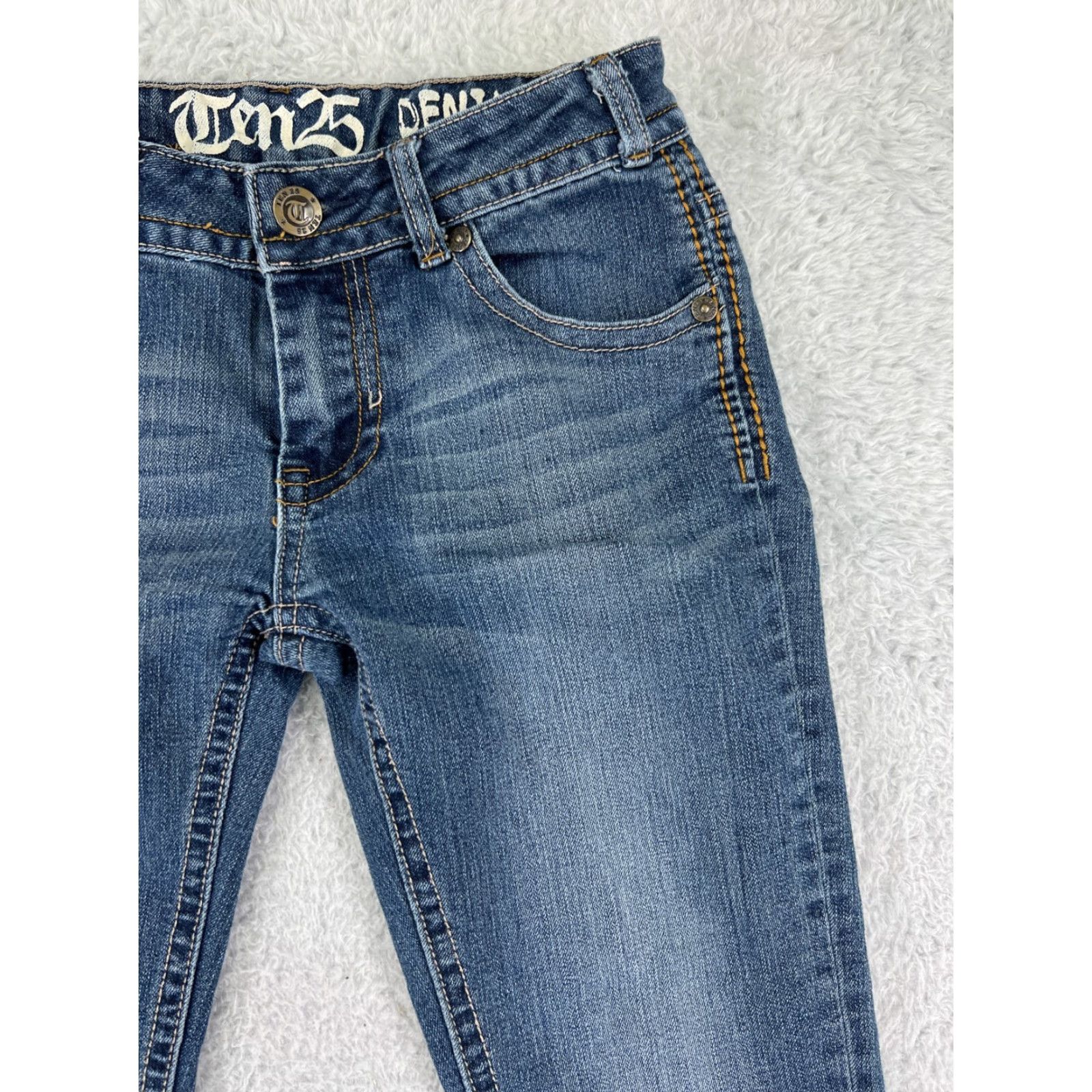 Vintage Ten 25 Womens Jeans 3 Blue Denim Skinny Tapered Cotton Blend Embroidered Size 26" / US 2 / IT 38 - 6 Thumbnail