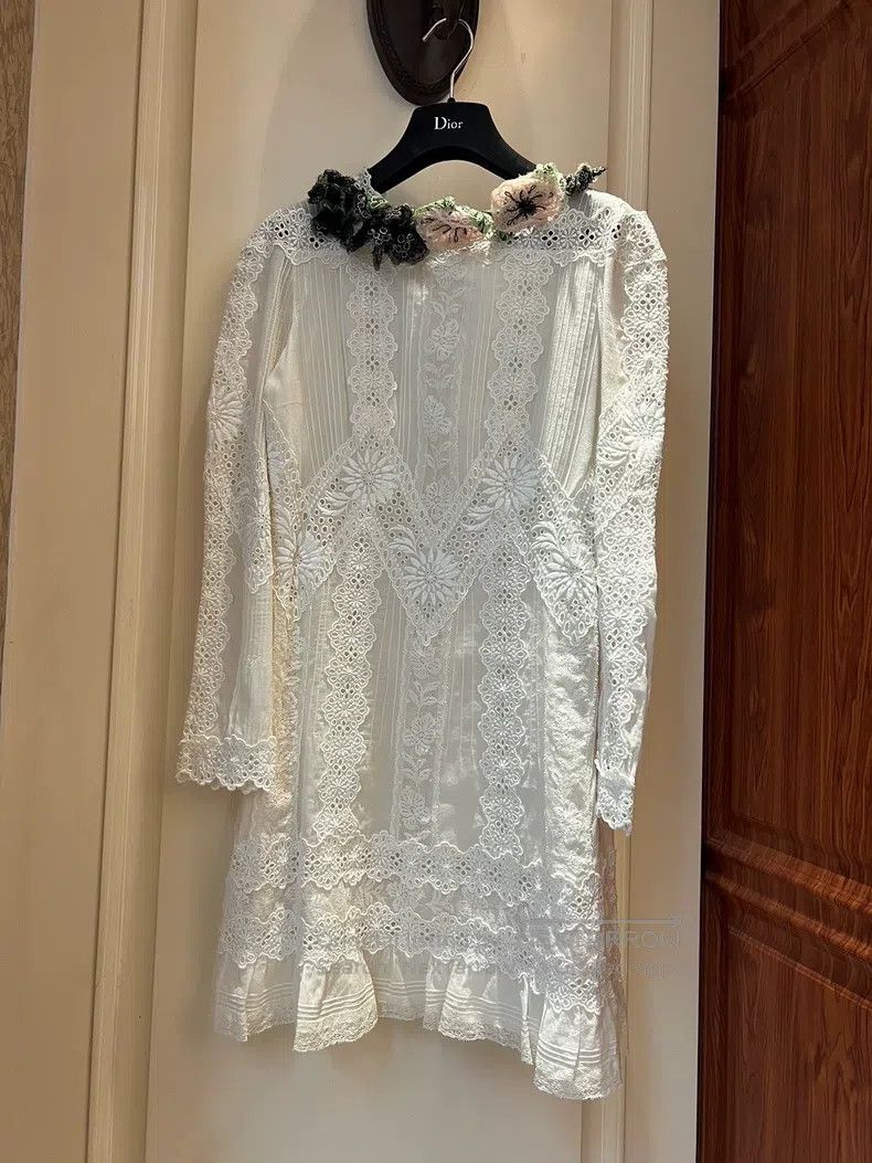 Valentino White lace patchwork dress