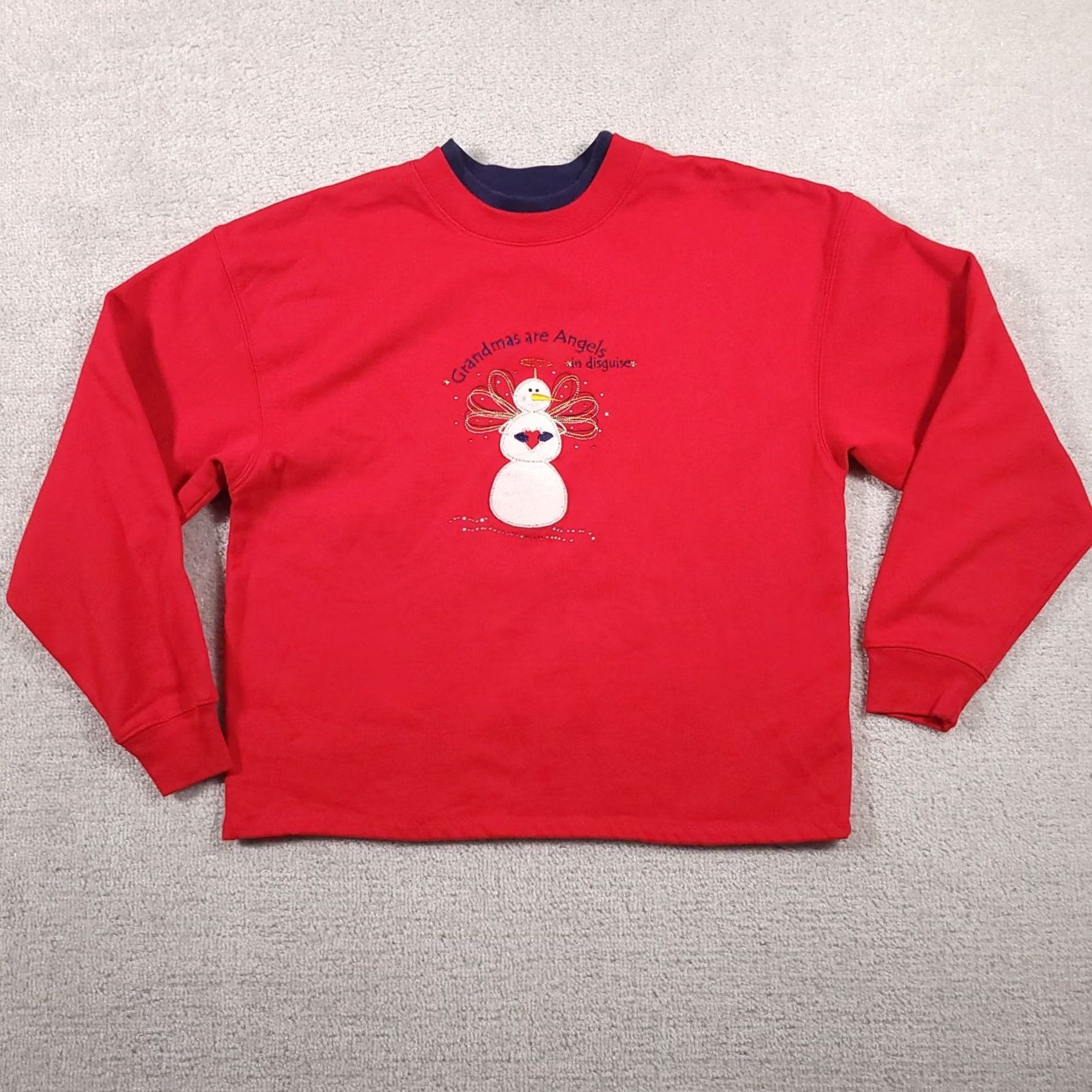 Vintage Vtg M&C Sport Grandma Sweatshirt Crewneck Women's Medium Red Embroidered Snowman Size XL / US 12-14 / IT 48-50 - 2 Thumbnail