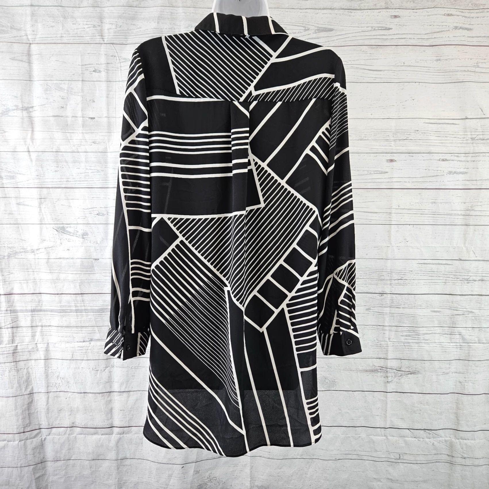 Vintage Chico's Womens Blouse Tunic XS Black Long Sleeve Popover Semi Sheer Shirt Size XS / US 0-2 / IT 36-38 - 4 Thumbnail