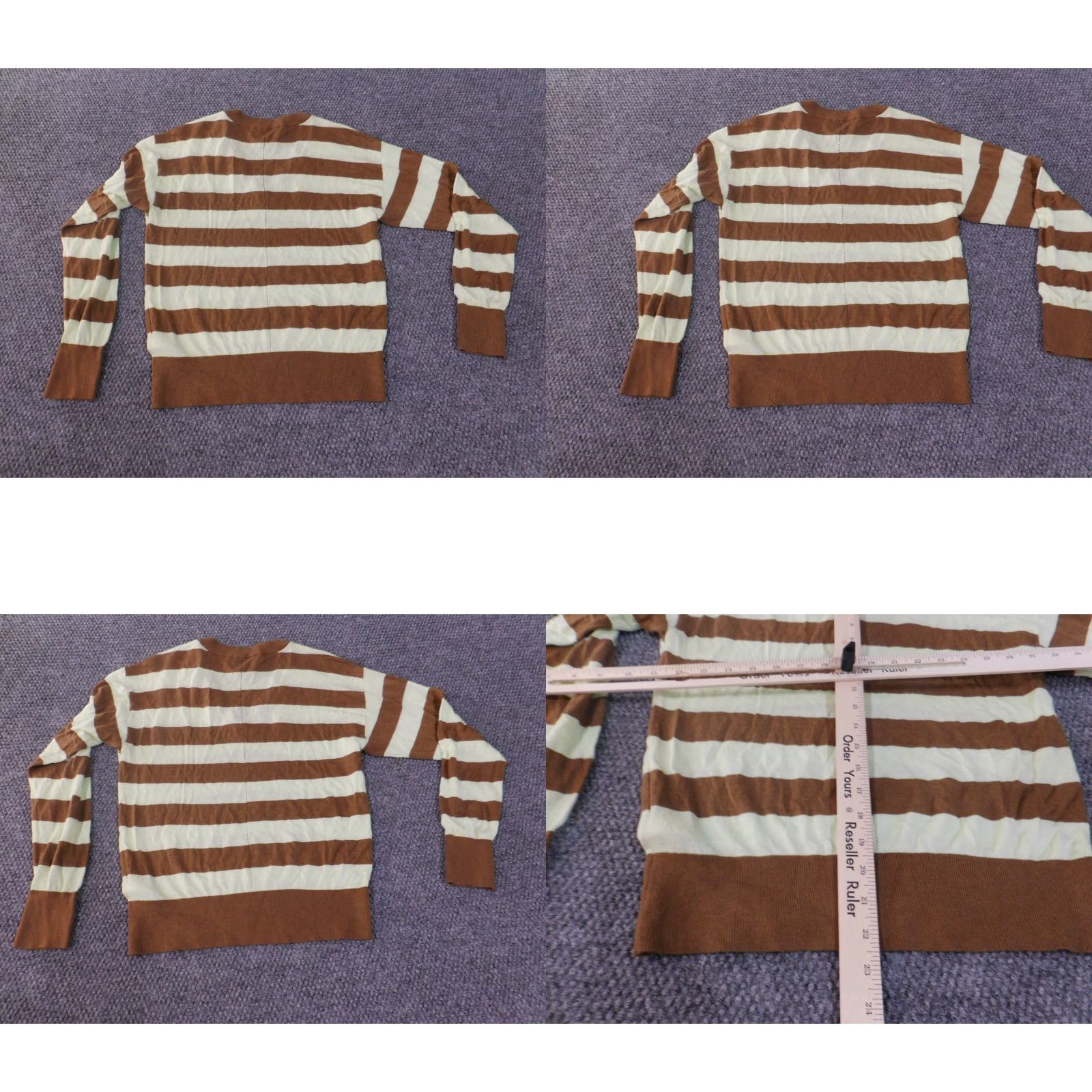 Scotch & Soda Scotch & Soda Sweater Women S Brown Green Striped V-Neck Pullover Knit Long Sleeve Lightweight Vintage: No Size S / US 4 / IT 40 - 8 Thumbnail