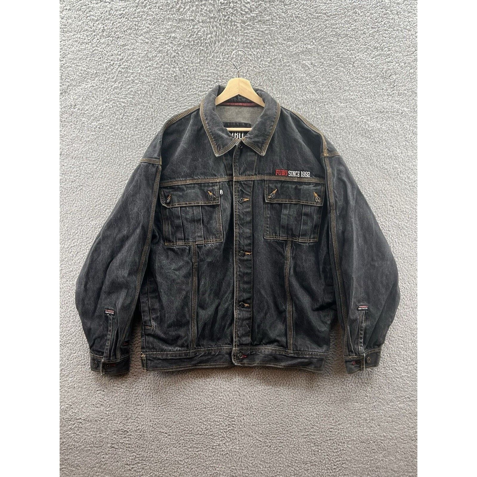 Fubu FUBU Since 1992 Mens Vintage Gray Y2K Jean Jacket Size XL Size US XL / EU 56 / 4 - 1 Thumbnail