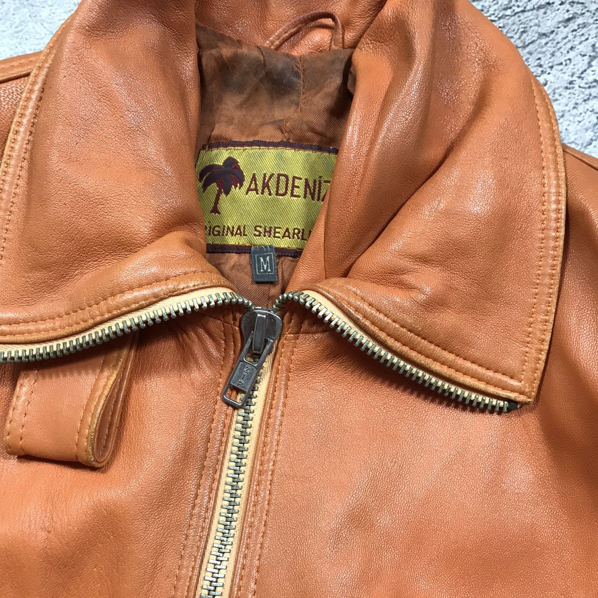 Vintage Vintage 90s Tan Leather Jacket Streetwear Workwear Relaxed M Size M / US 6-8 / IT 42-44 - 4 Thumbnail