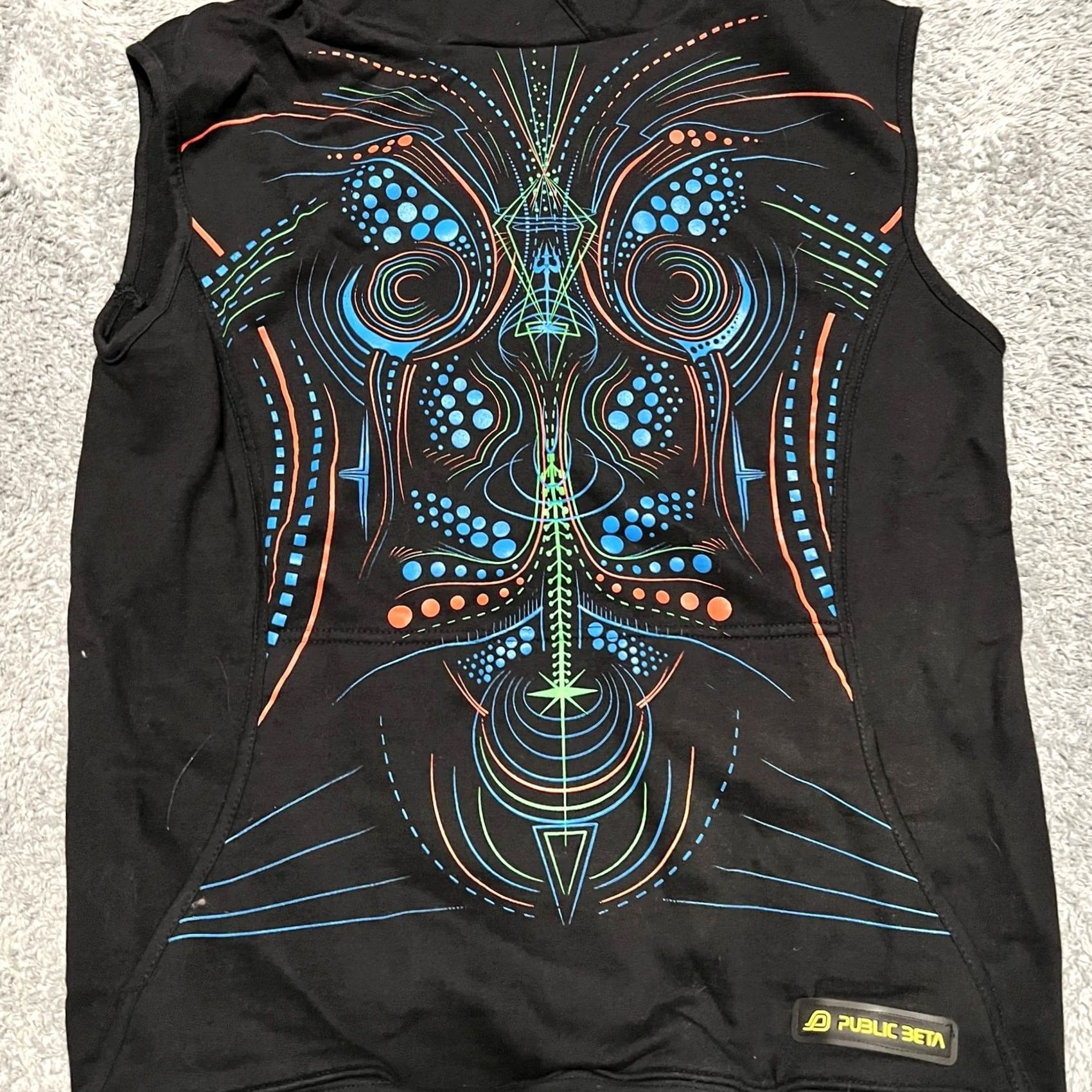 Vintage Psycho Active Public Beta Hoodie Mens Large Neon Sleeveless Sweatshirt Men L Sleeveless Black Pullover Hoodie Size US L / EU 52-54 / 3 - 3 Thumbnail