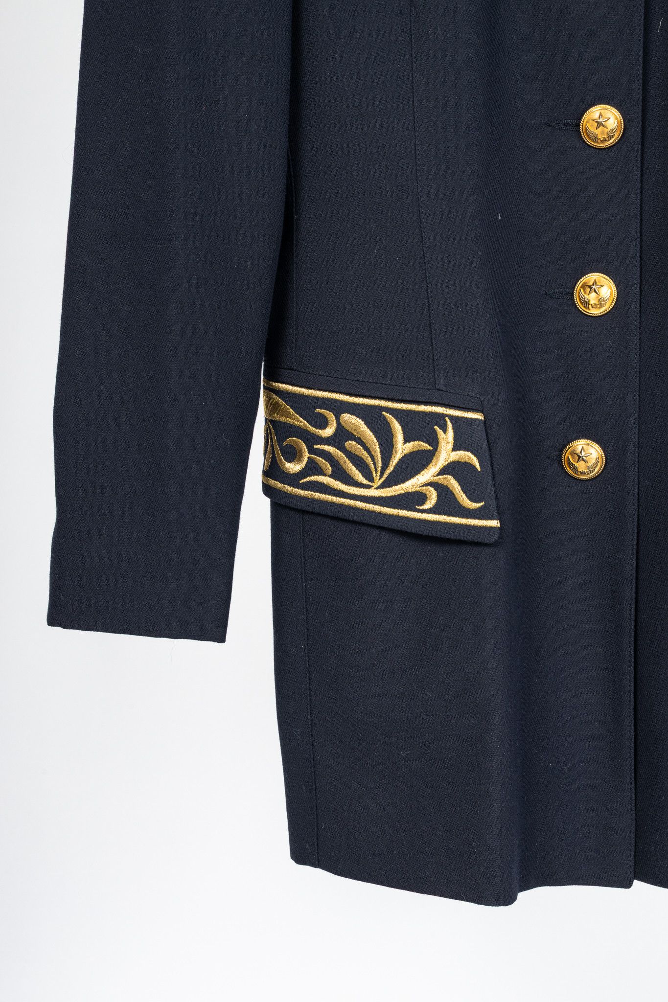 Other Mondi Vintage Navy Wool-Blend Crepe Gold-Emboidered Jacket Size S / US 4 / IT 40 - 7 Thumbnail
