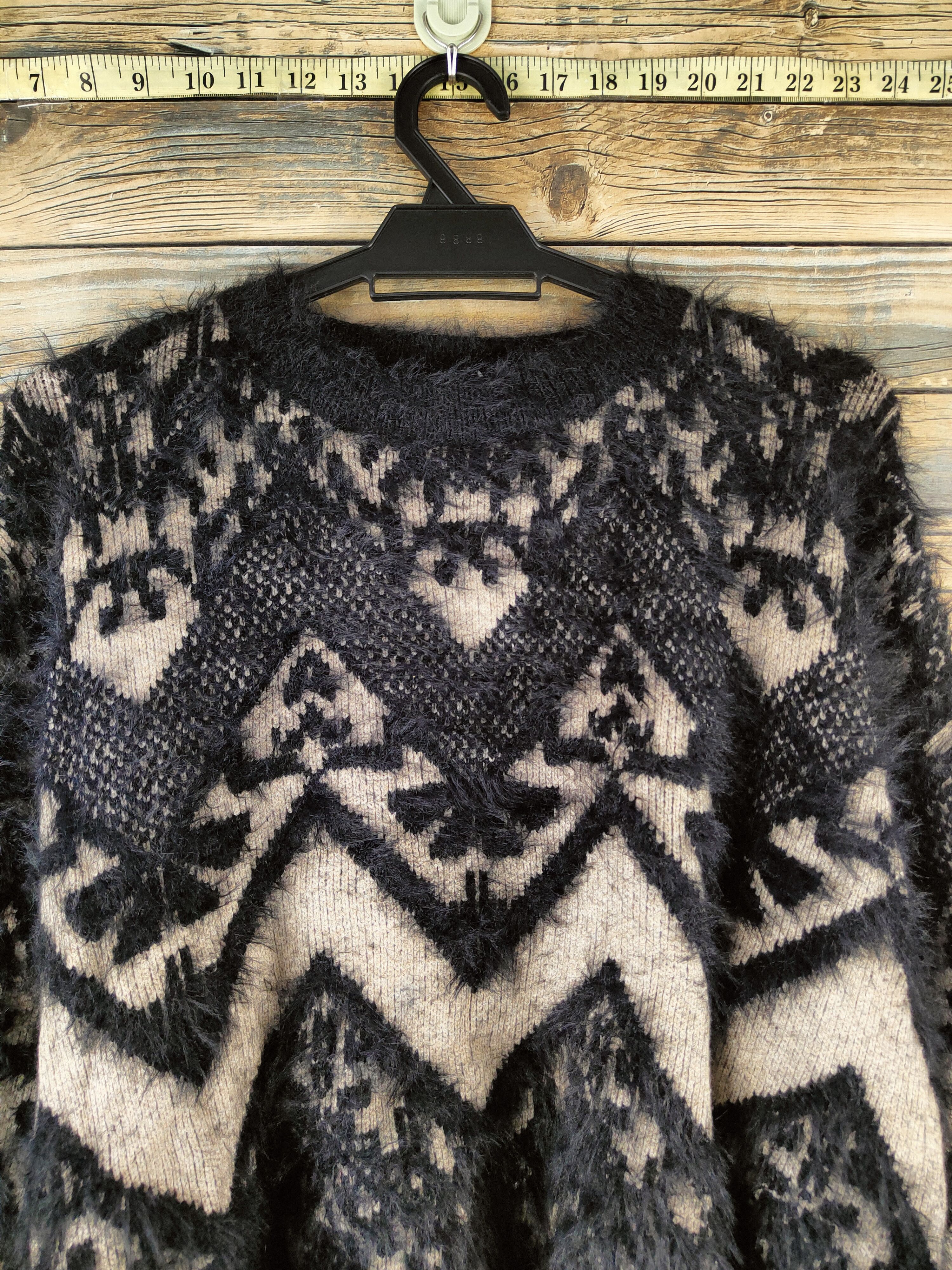 Japanese Brand DL Sevi Studio Black shaggy Fur Mohair Knitwear #46-1006 Size L / US 10 / IT 46 - 2 Thumbnail