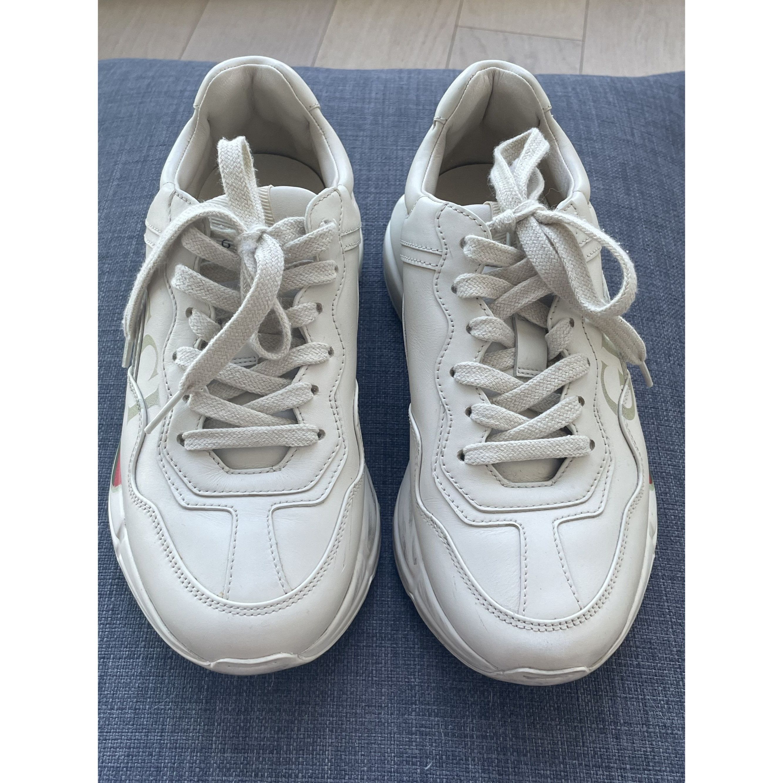 Gucci Gucci Womens Rhyton Logo Sneakers White Leather Italy Size US 5.5 / IT 35.5 - 2 Thumbnail