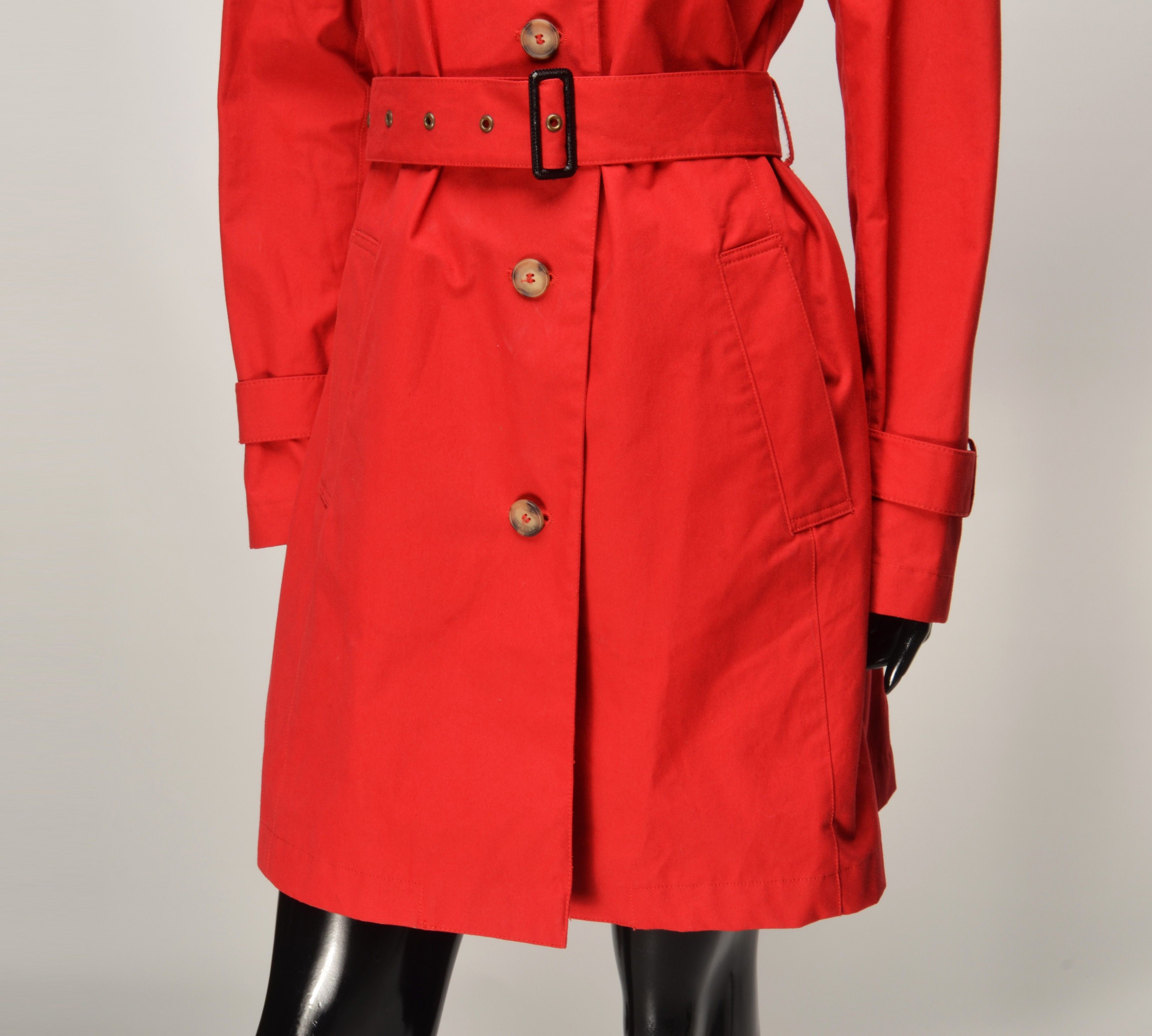Other House Of Bruar Waxed Cotton Red Belted Trench Coat Size M / US 6-8 / IT 42-44 - 3 Thumbnail