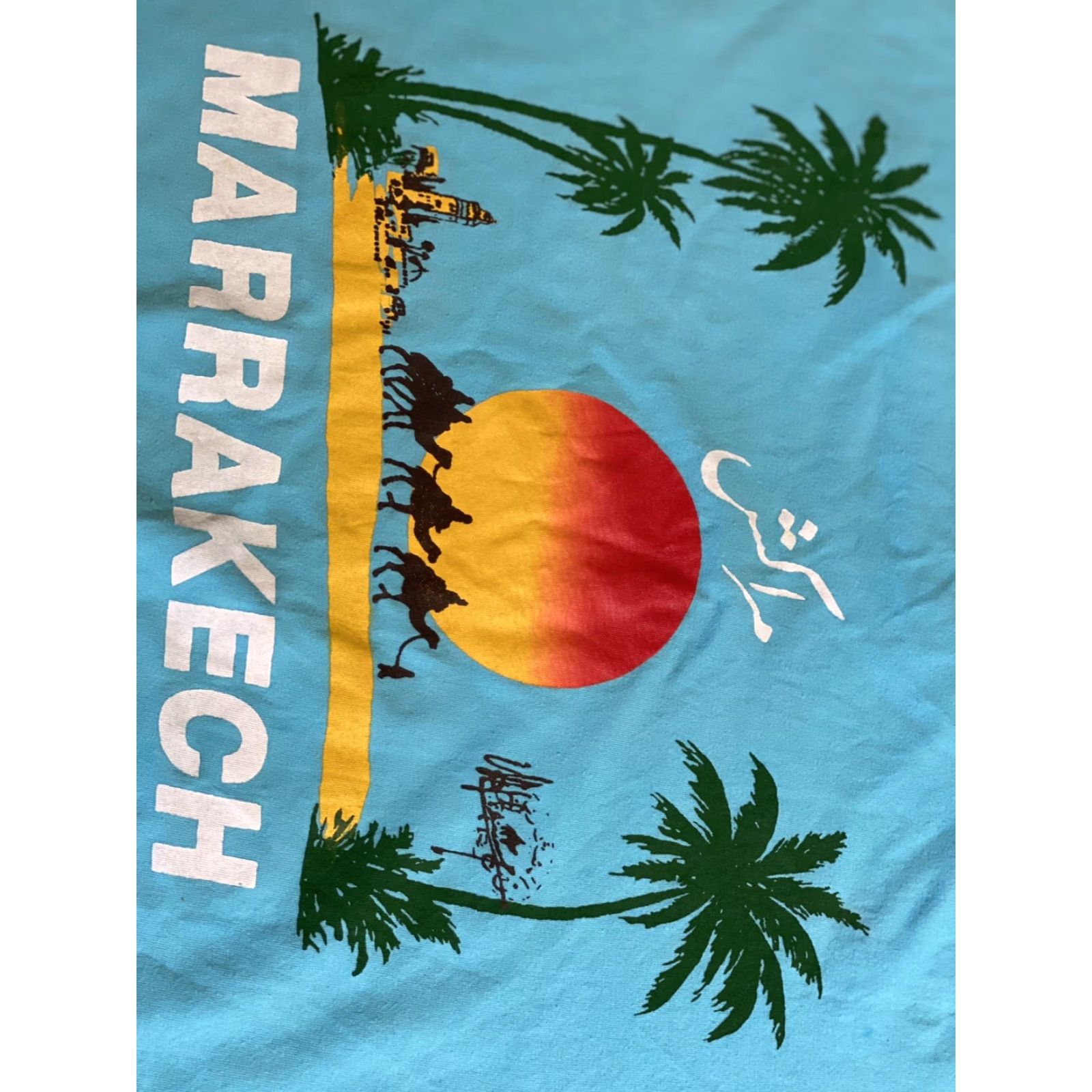 Vintage VINTAGE Mens Large Marrekech Blue Short Sleeve T-shirt travel L palm Trees Shirt Mens Blue Size US L / EU 52-54 / 3 - 5 Thumbnail