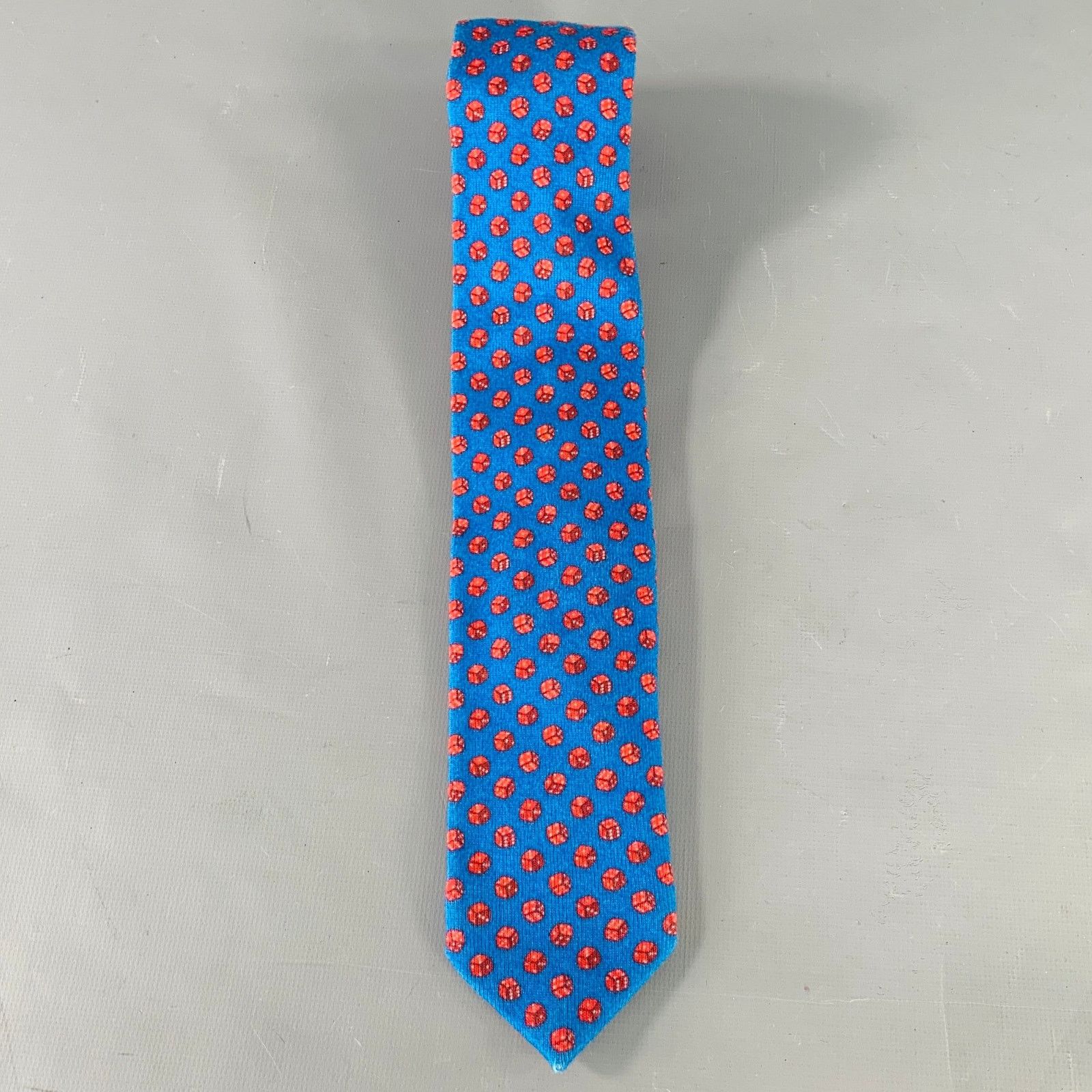 Adam Kimmel ADAM KIMMEL Red Blue Dice Cotton Skinny Tie Size ONE SIZE - 3 Thumbnail