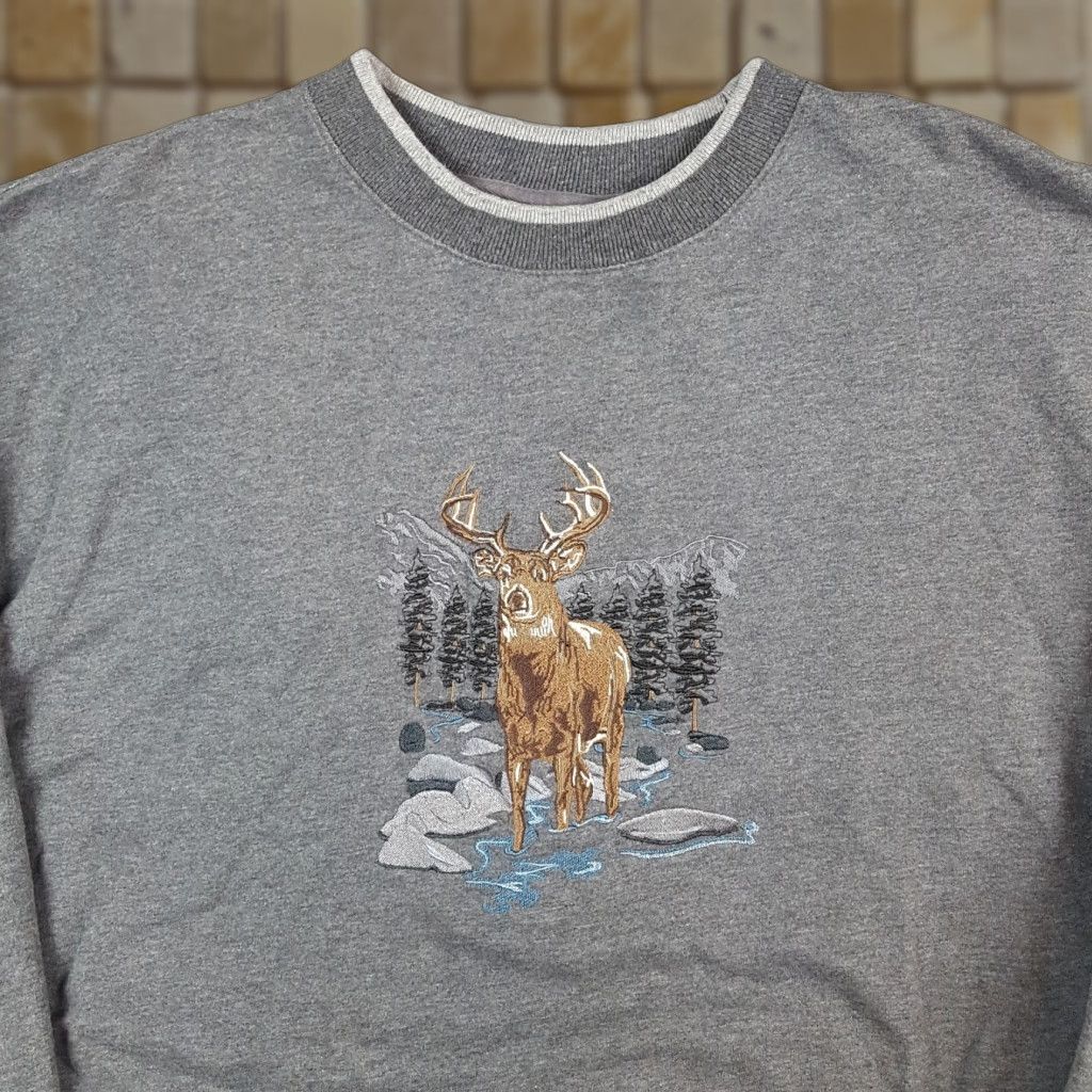 Vintage VINTAGE Deer Buck Hunting Nature Men's XL Pullover Crewneck Sweatshirt Gray Size US XL / EU 56 / 4 - 1 Thumbnail