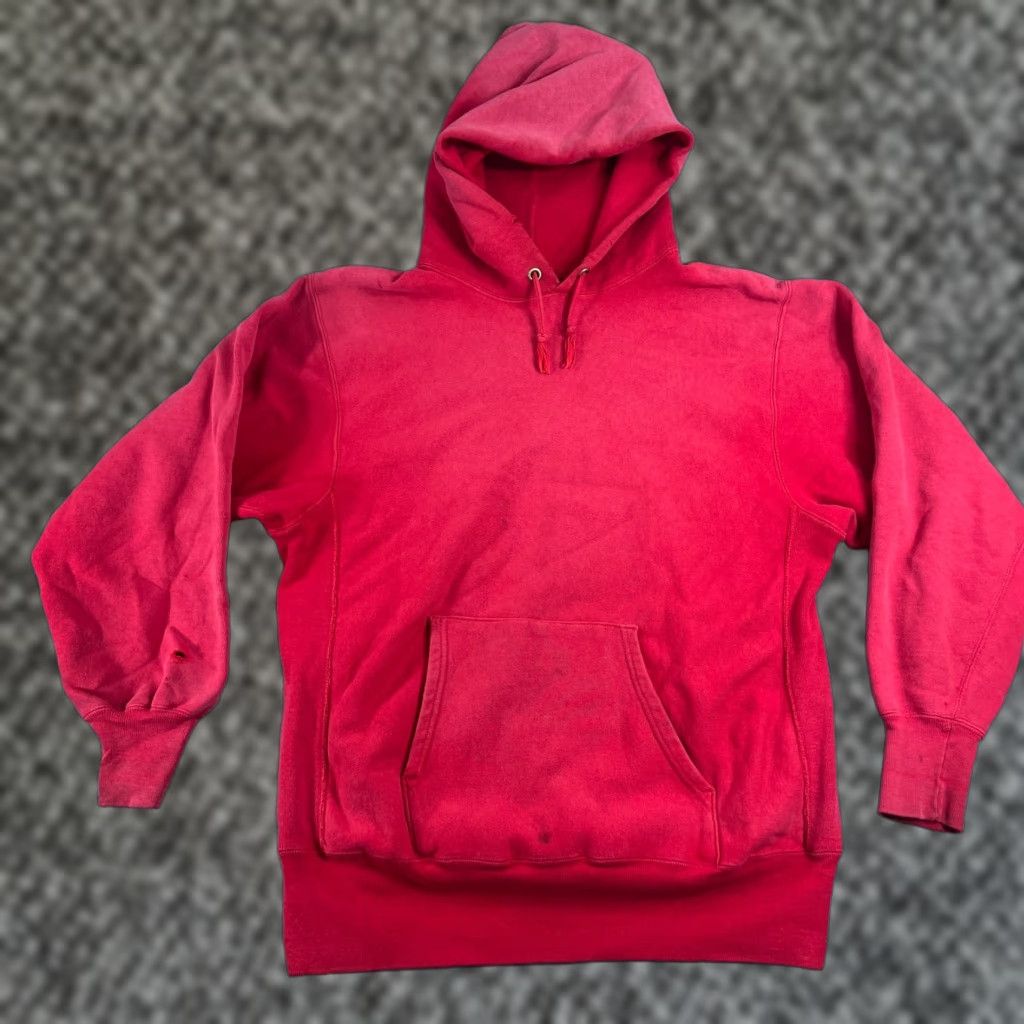 Champion VINTAGE Champion Reverse Weave Hoodie Mens L Red 80s Distressed Sweatshirt Size US L / EU 52-54 / 3 - 1 Thumbnail