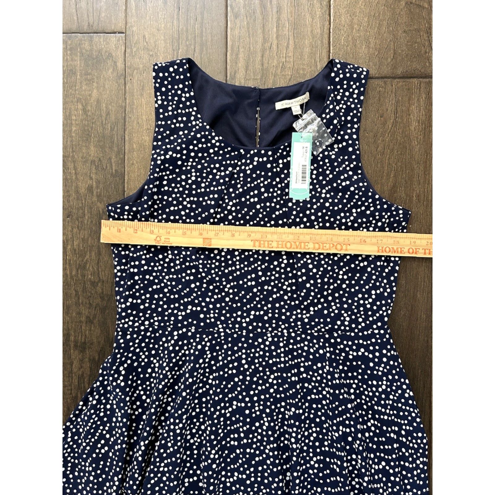 Sugar 41 Hawthorn Stitch Fix Sleeveless Dress Women's 14 Navy Blue Sugar Dot Print A-Line Knee Length Size XL / US 12-14 / IT 48-50 - 4 Thumbnail
