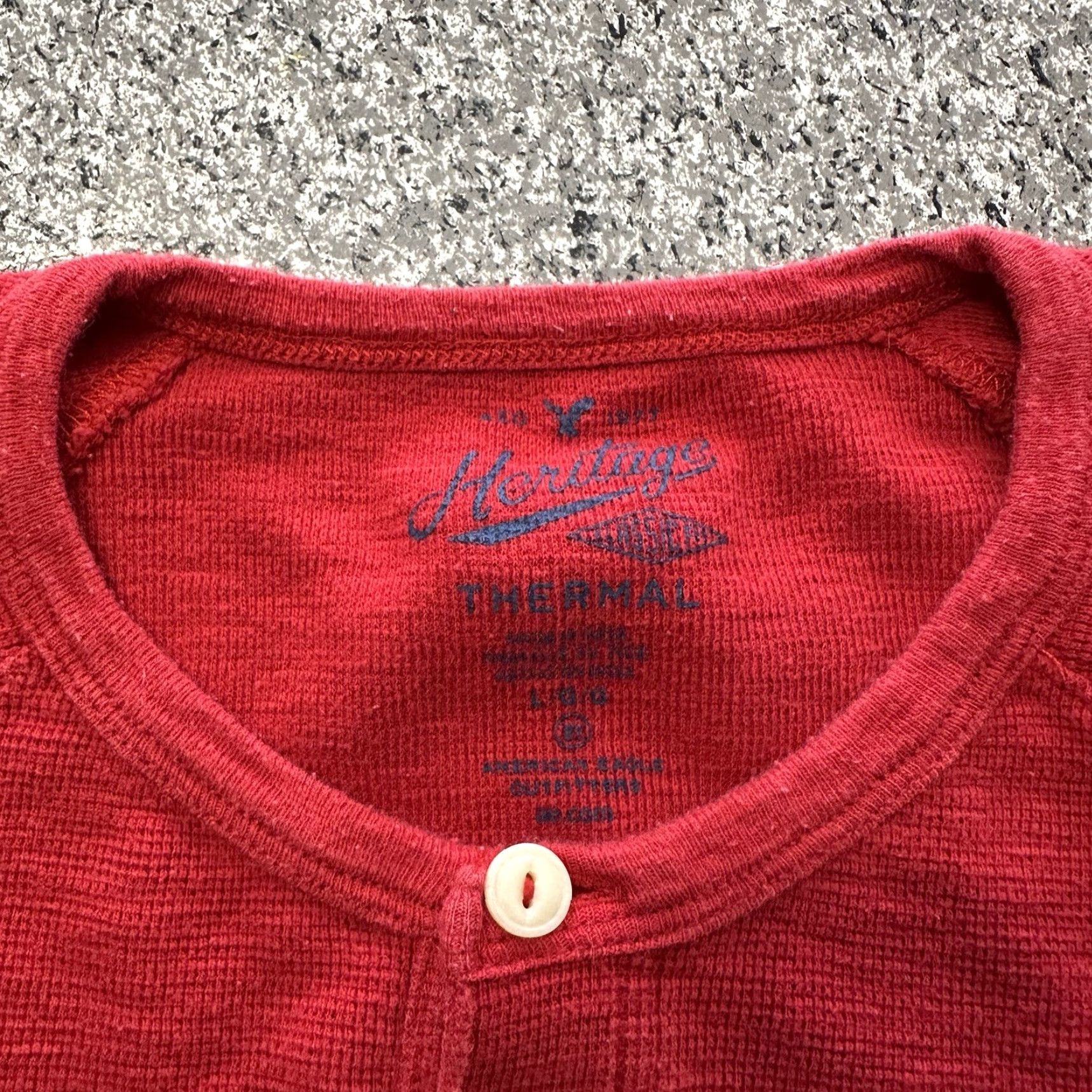 American Eagle Outfitters American Eagle Outfitters Shirt Mens L Red AE Heritage Thermal Long Sleeve Button-Up Henley Casual Shirt Size US L / EU 52-54 / 3 - 3 Thumbnail