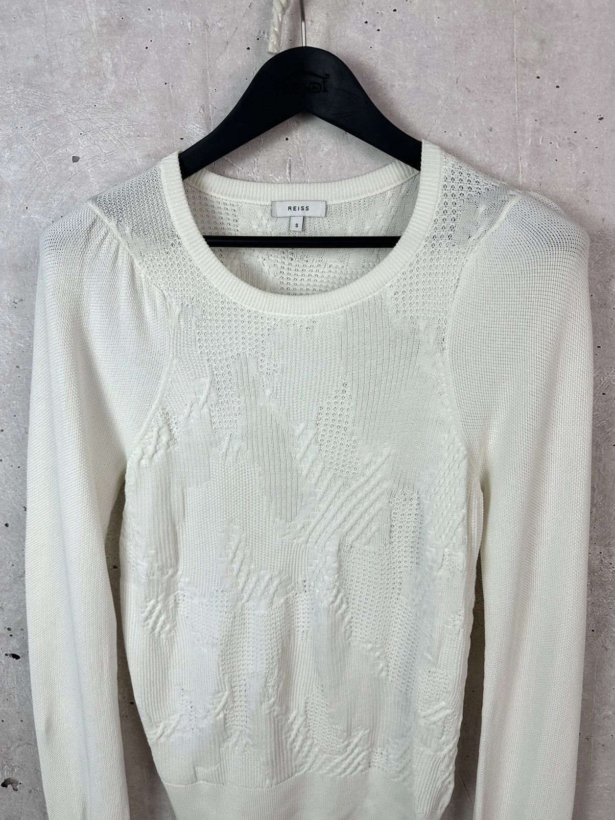 Reiss Reiss Bonita White Knit Viscose Long Sleeve Women’s Sweater Size S / US 4 / IT 40 - 2 Thumbnail