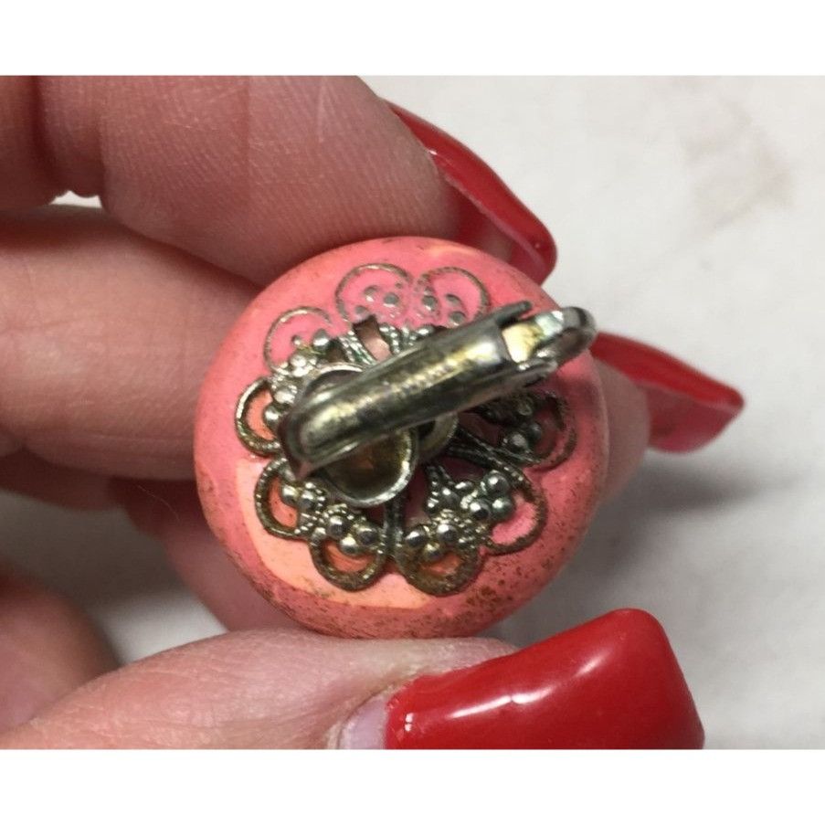 Other Women's Pink and Silver tone Round Clip On Earrings Size ONE SIZE - 2 Thumbnail