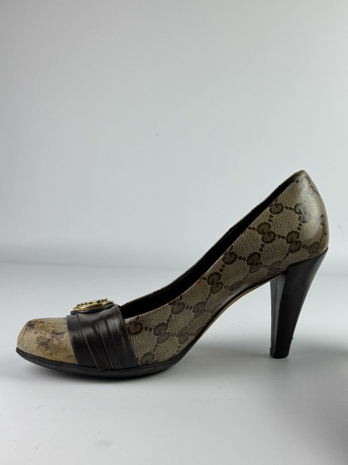 Gucci Gucci GG Monogram Brown Marmont Patent Heels Leather Shoes Size US 6 / IT 36 - 3 Thumbnail