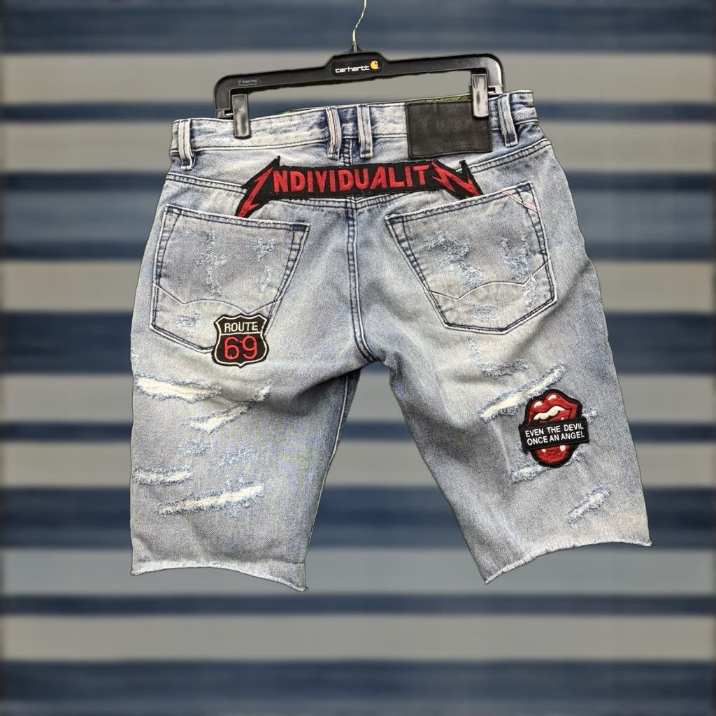Cult of Individuality Shorts Mens 34 Blue Rocker Slim Fit Denim Stretch Designer