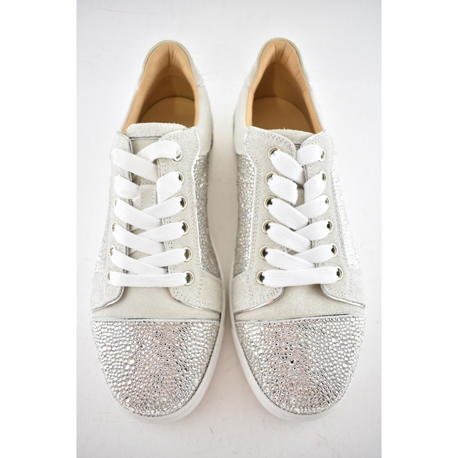 Christian Louboutin Vieira Strass Flat Lune Grey Crystal Low Top Sneaker 36.5 Size US 6.5 / IT 36.5 - 8 Thumbnail