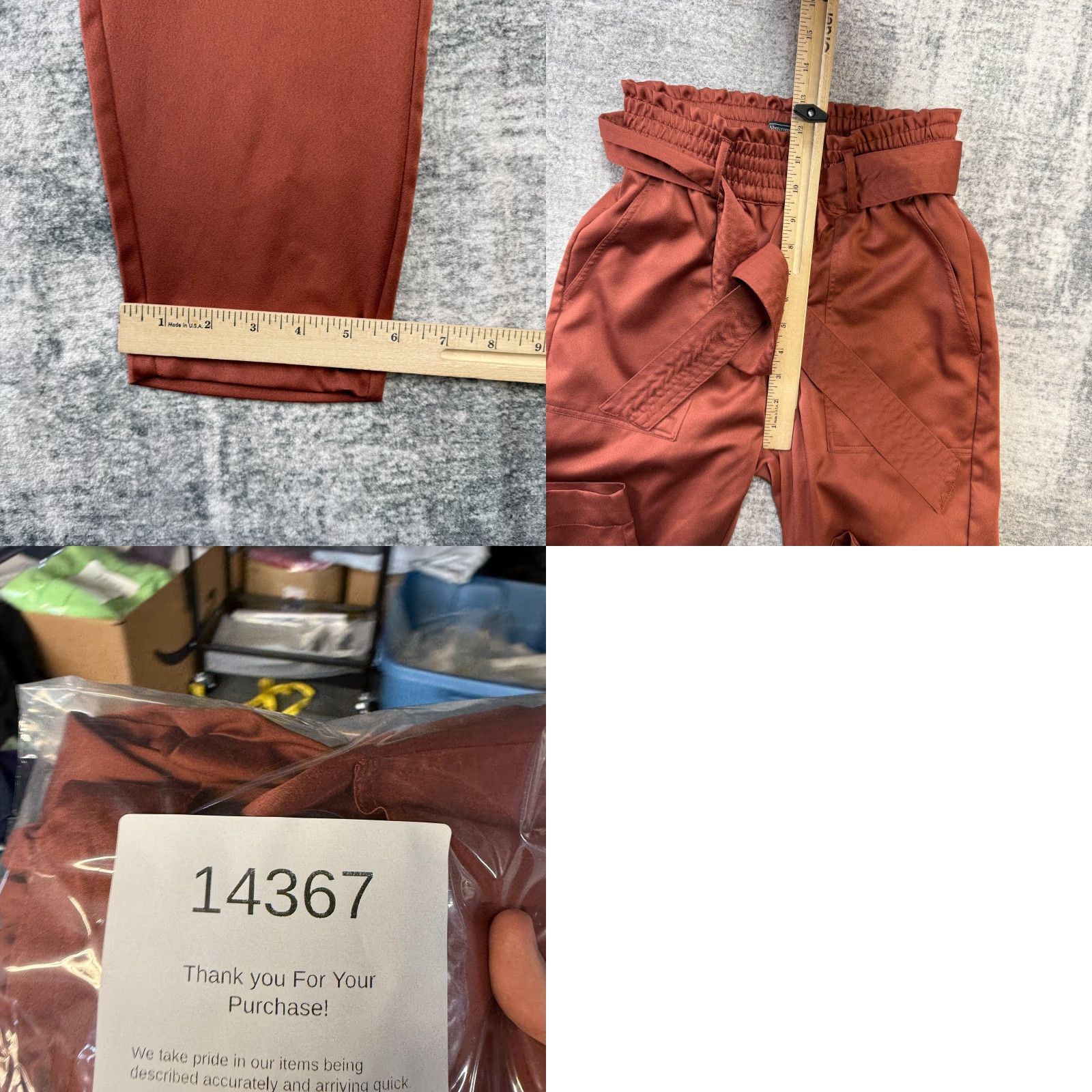 Abercrombie & Fitch Abercrombie & Fitch Pants Womens XS Rust Satin Paperbag High Waist Taper Tie Front Pockets Belted Elastic Size 26" / US 2 / IT 38 - 8 Thumbnail