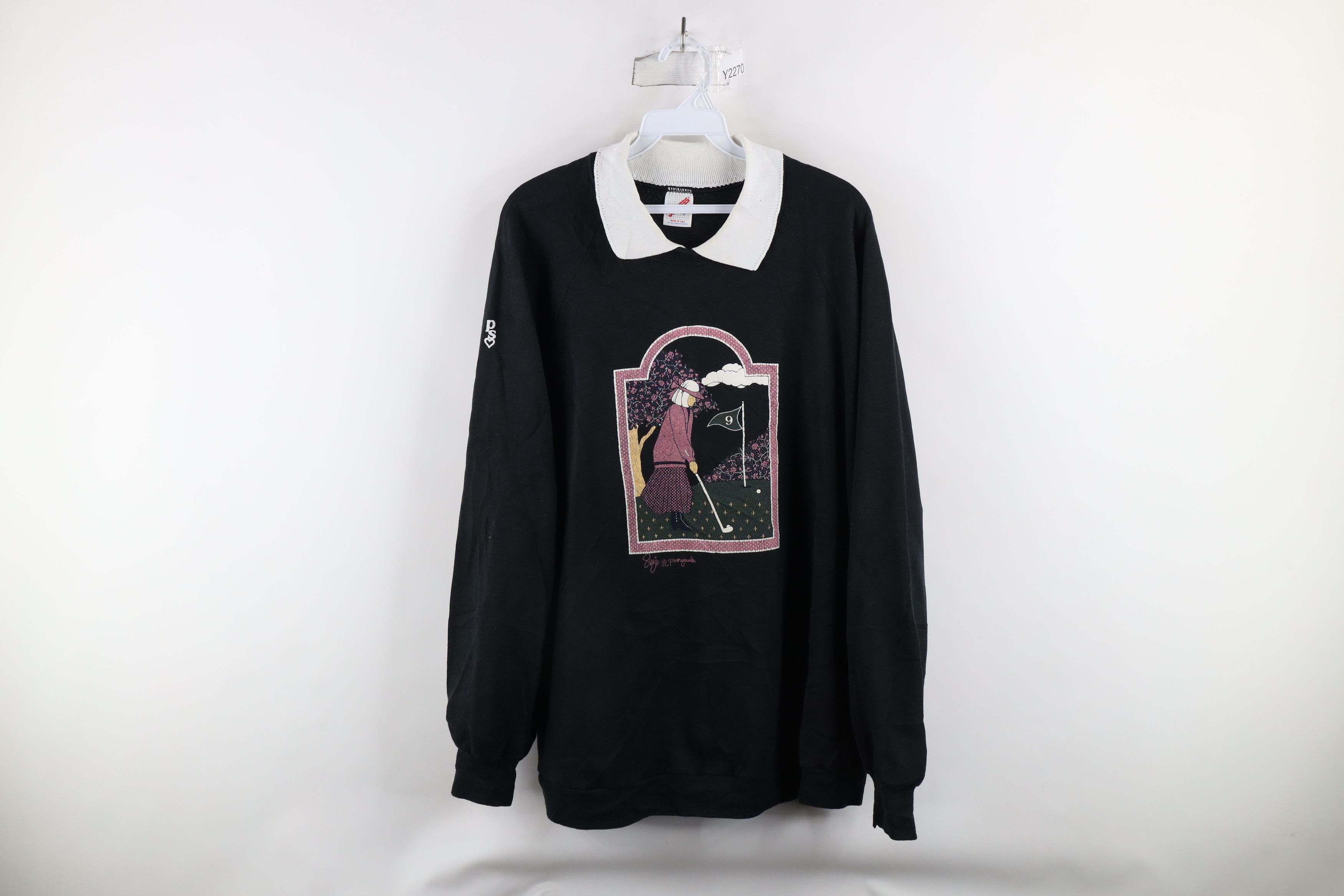 Vintage Vintage 90s Streetwear Nature Collared Sweatshirt Black USA Size XXL / US 16-18 / IT 52-54 - 1 Thumbnail