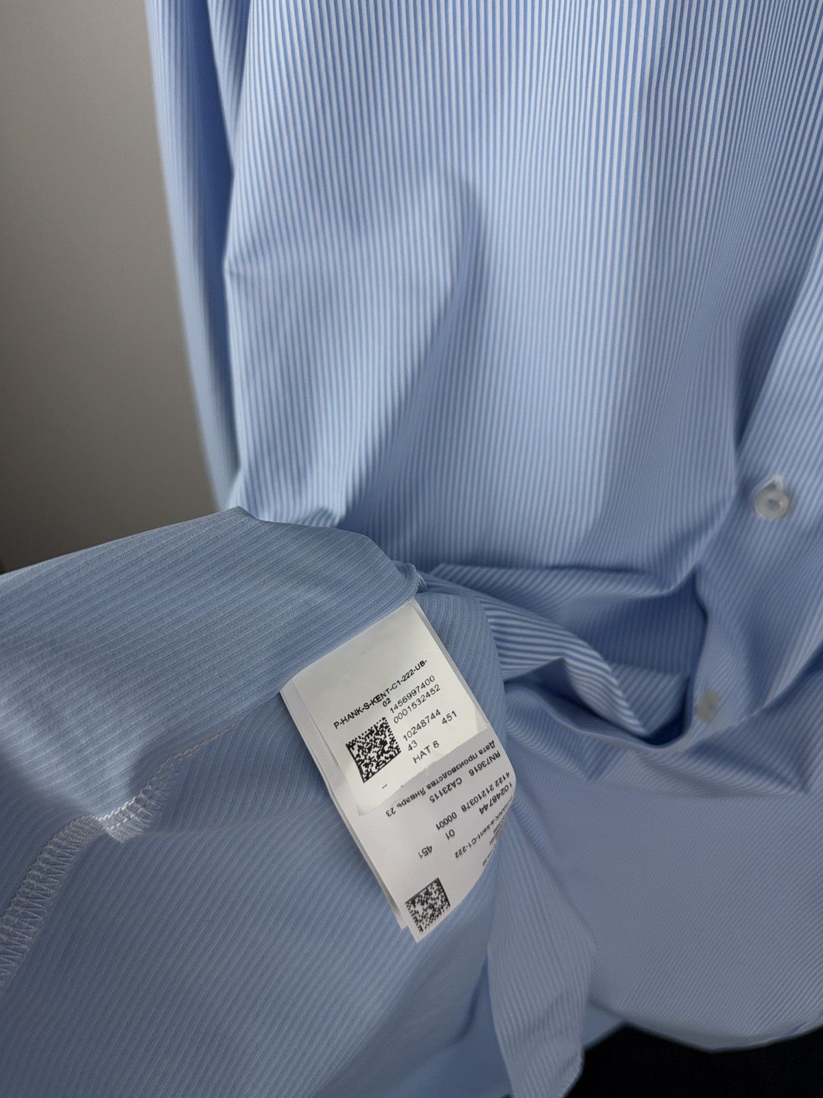 Hugo Boss Luxury Designer BOSS Slim Fit Blue Stripe Performance Shirt Size US XL / EU 56 / 4 - 4 Thumbnail
