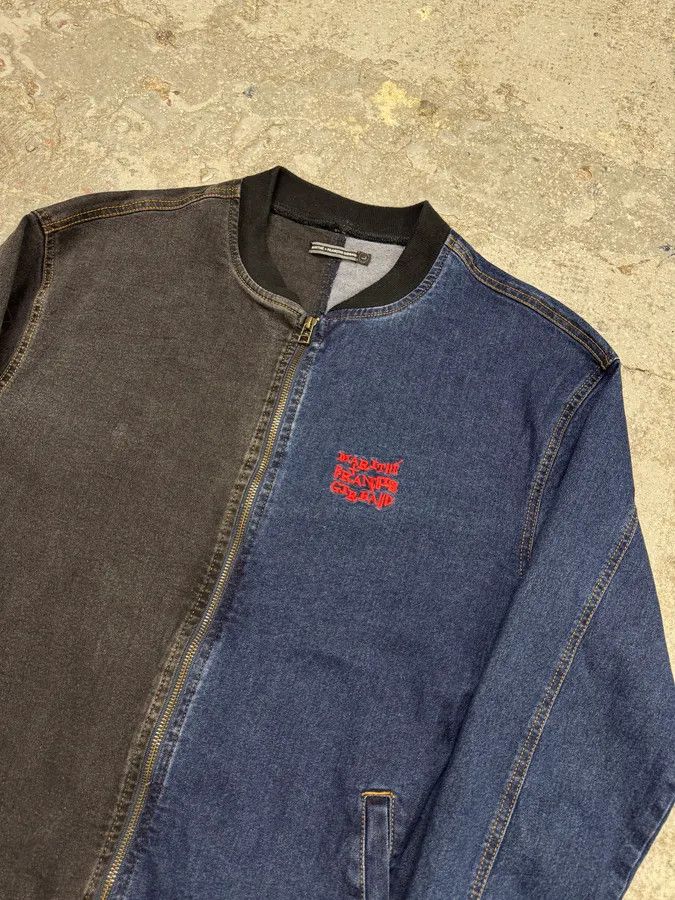 Marithe + Francois Girbaud 1990s Marithé + François Girbaud Navy Grey Two Tone Denim Jacket Size US L / EU 52-54 / 3 - 6 Thumbnail