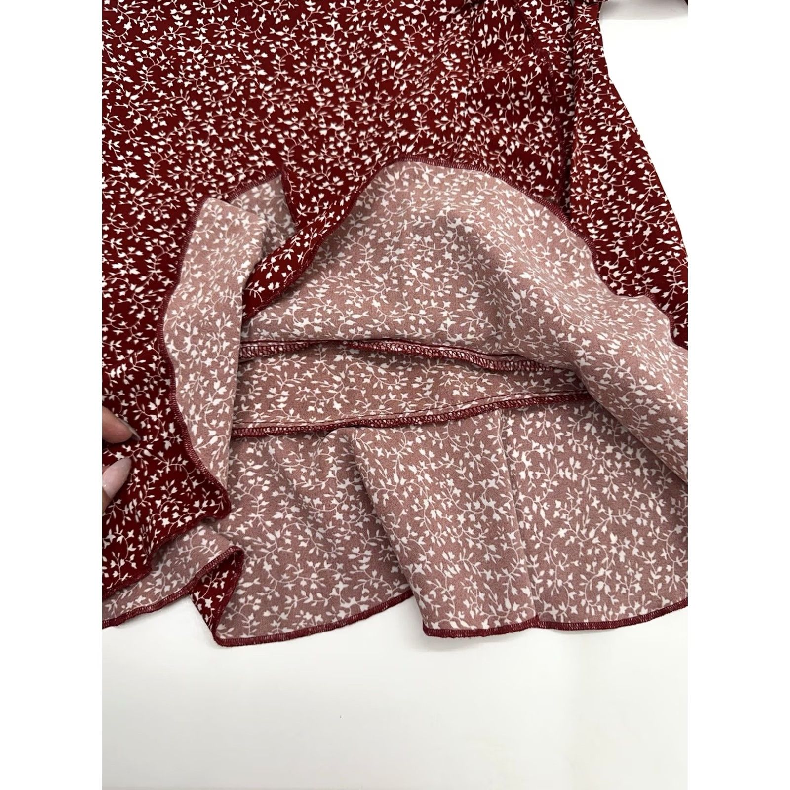 Shein SheIn Skirt Womens XS Red Size Floral Slip Faux Wrap Size 26" / US 2 / IT 38 - 2 Thumbnail
