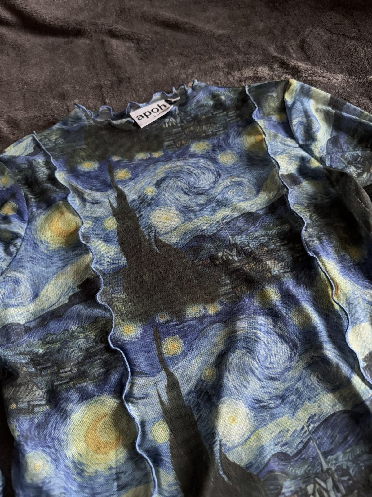 Affliction × Vintage Apoh London Mesh print Van Gogh starry night Japanese brand Size S / US 4 / IT 40 - 2 Thumbnail