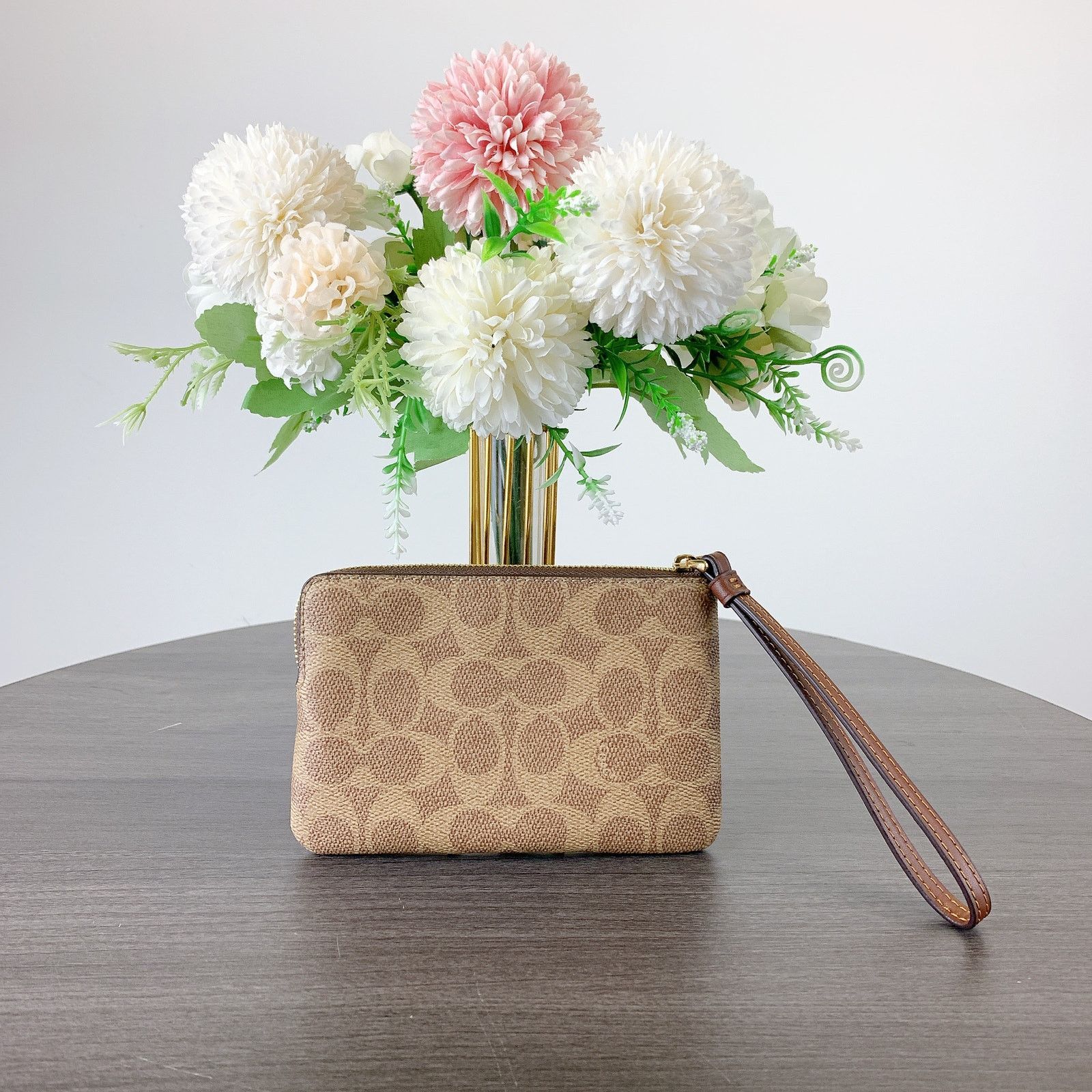 Coach Coach CW854 Corner Wristlet Signature Canvas Tan/Brown Size ONE SIZE - 2 Thumbnail